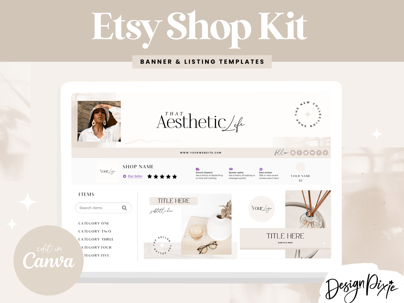 Aesthetic Etsy Shop Kit - Design Pixie