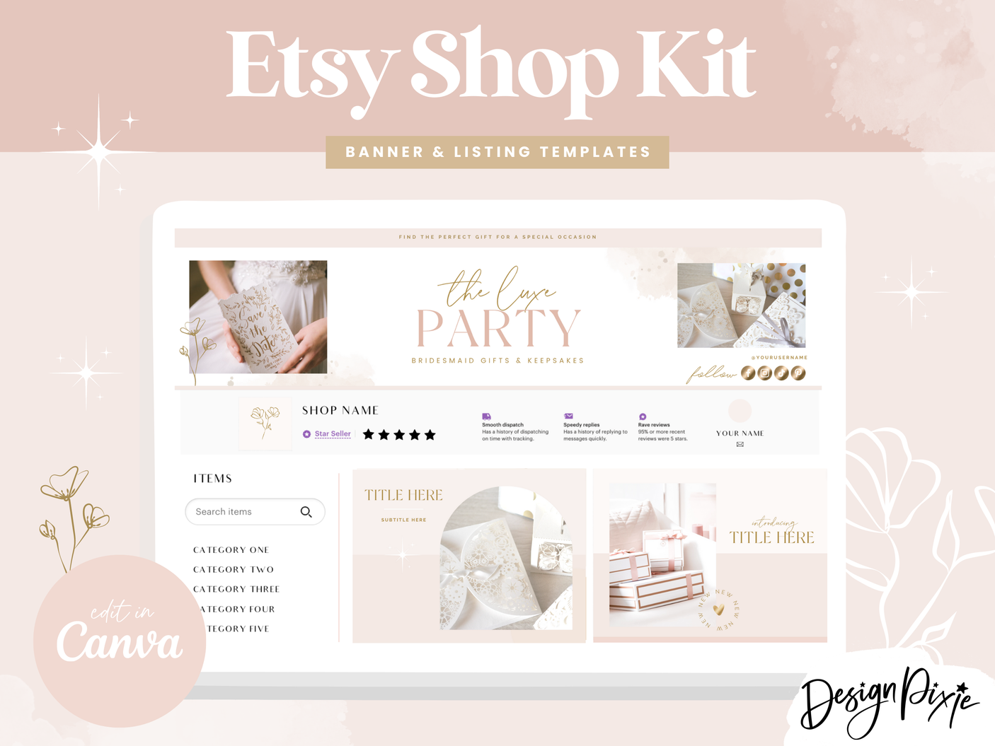 Luxe Party Etsy Shop Kit - Design Pixie