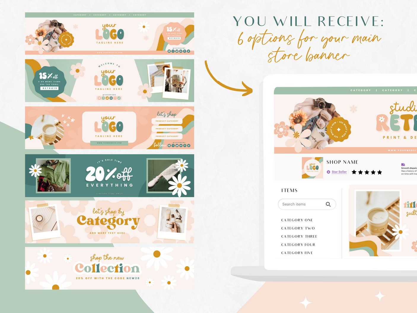 Retro Etsy Shop Kit - Design Pixie