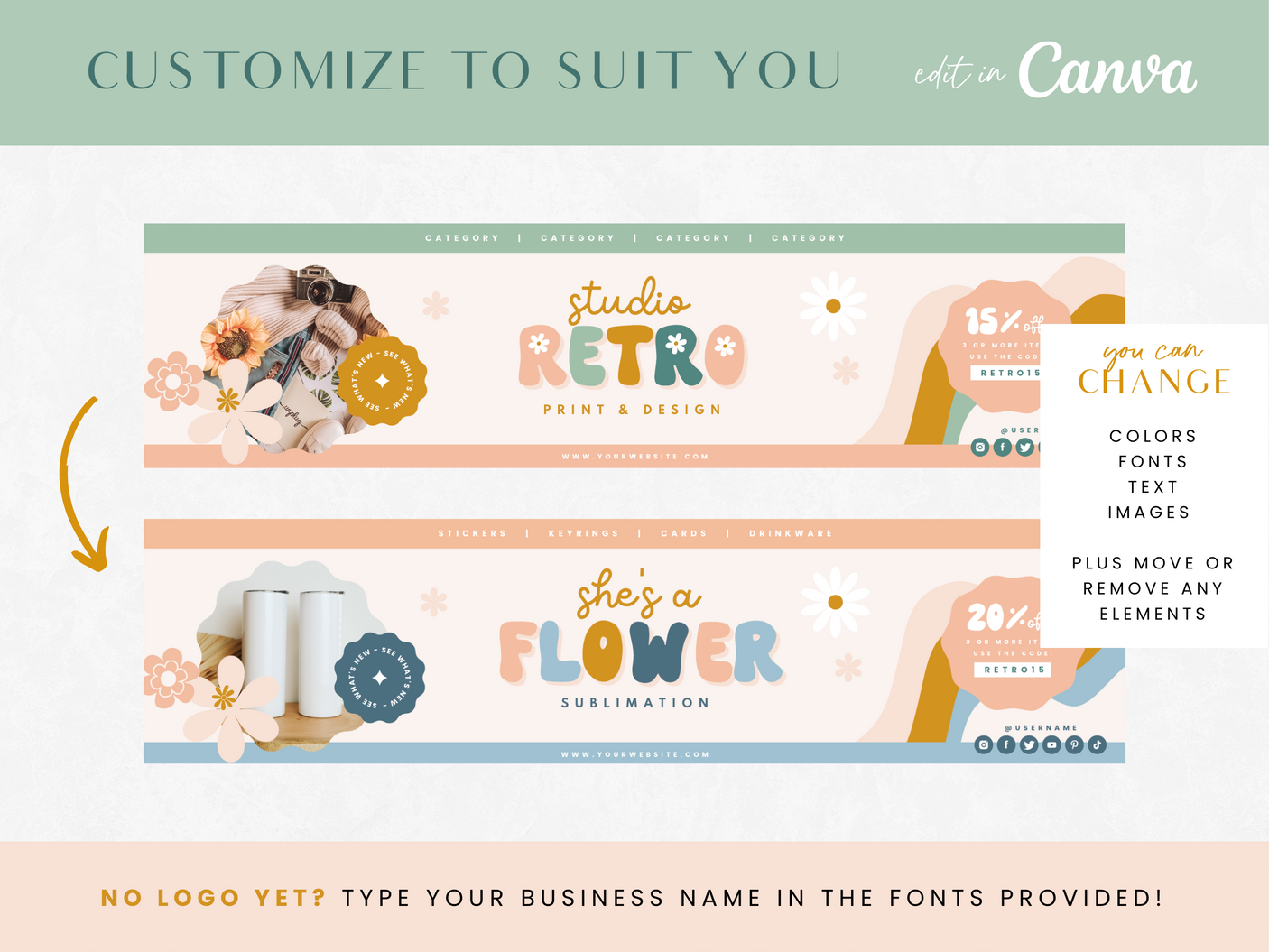 Retro Etsy Shop Kit - Design Pixie