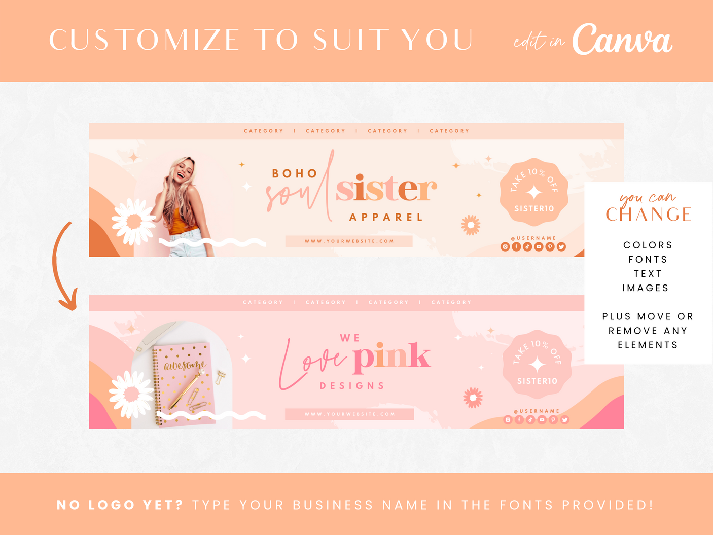 Boho Soul Sister Etsy Shop Kit - Design Pixie