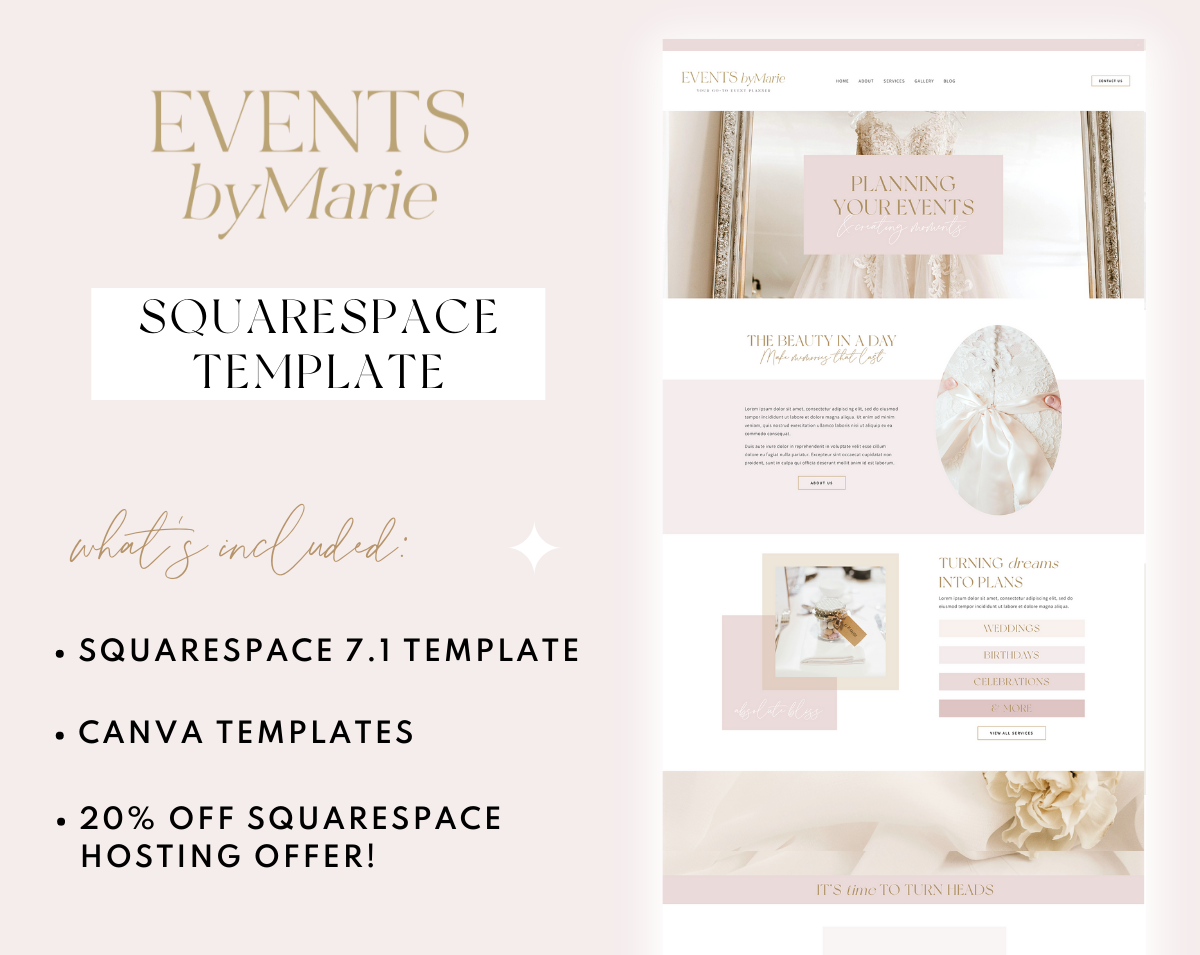 Events By Marie Squarespace Template - Design Pixie
