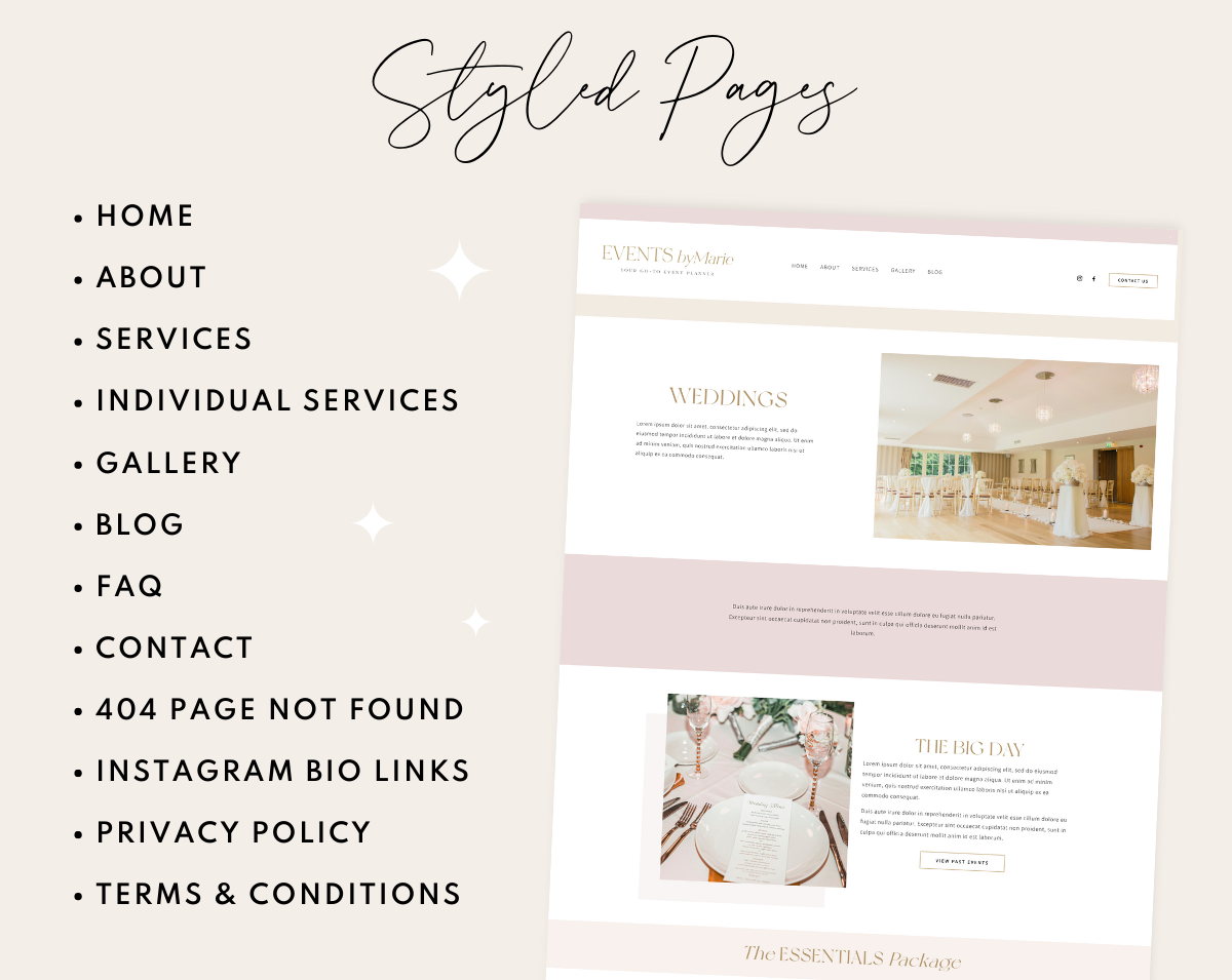 Events By Marie Squarespace Template - Design Pixie