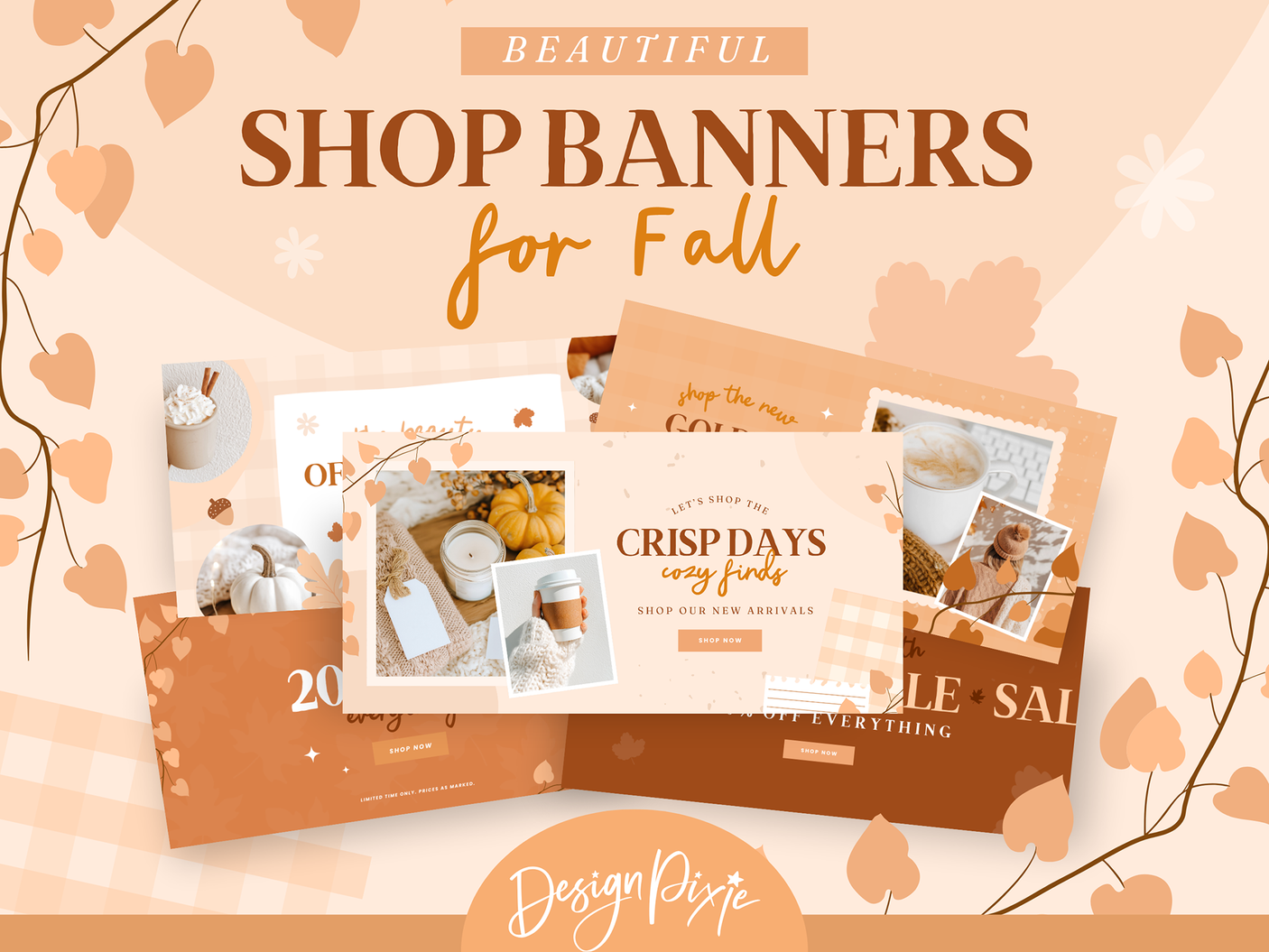 Fall shopify banner templates to edit in Canva