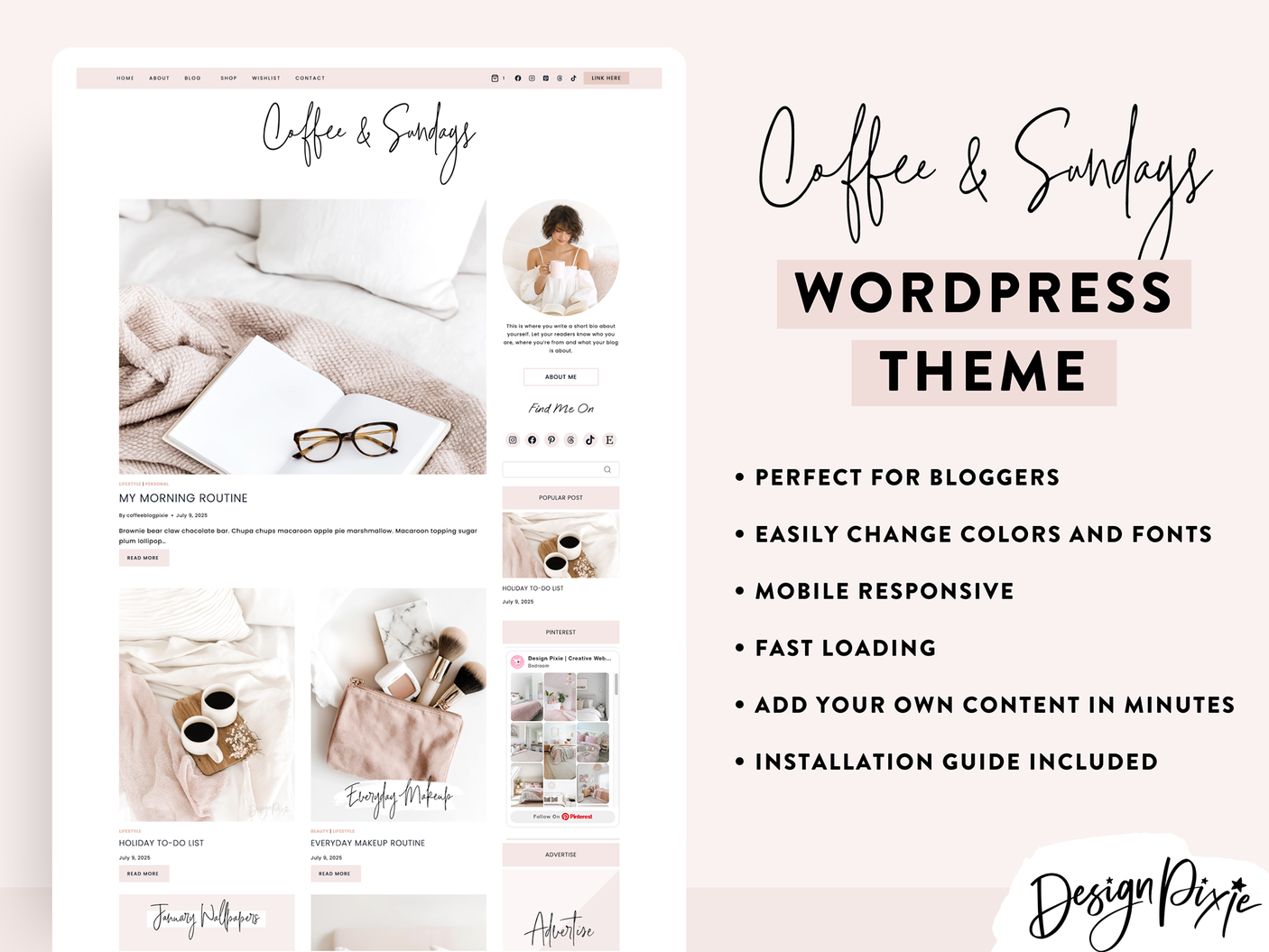 Coffee And Sundays Wordpress Theme