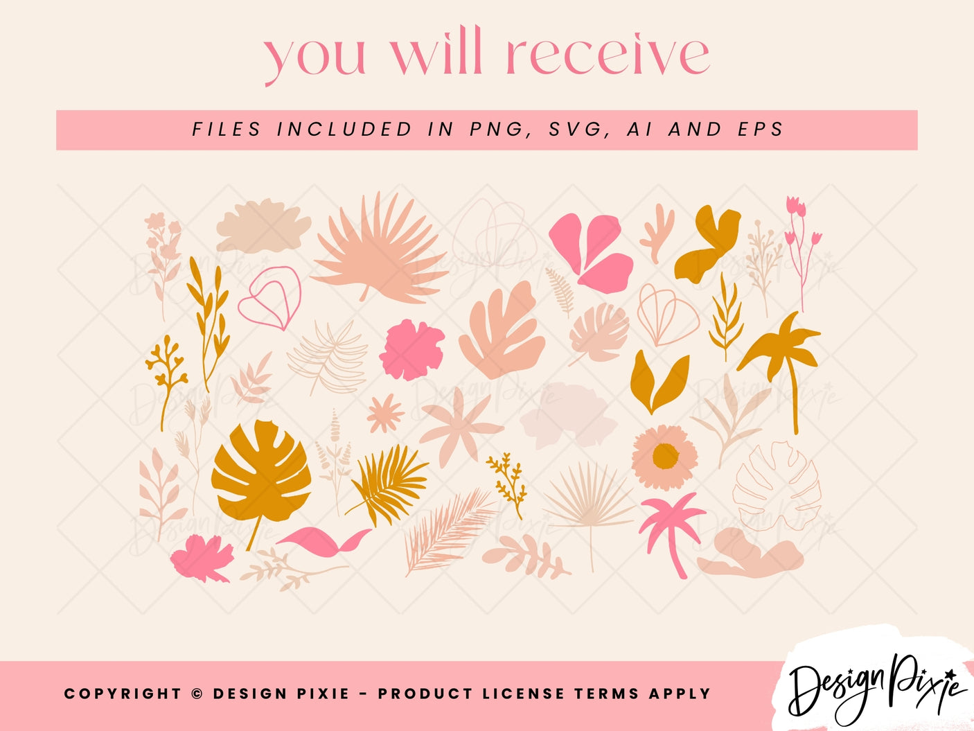 Flowers And Leaves SVG Elements - Design Pixie
