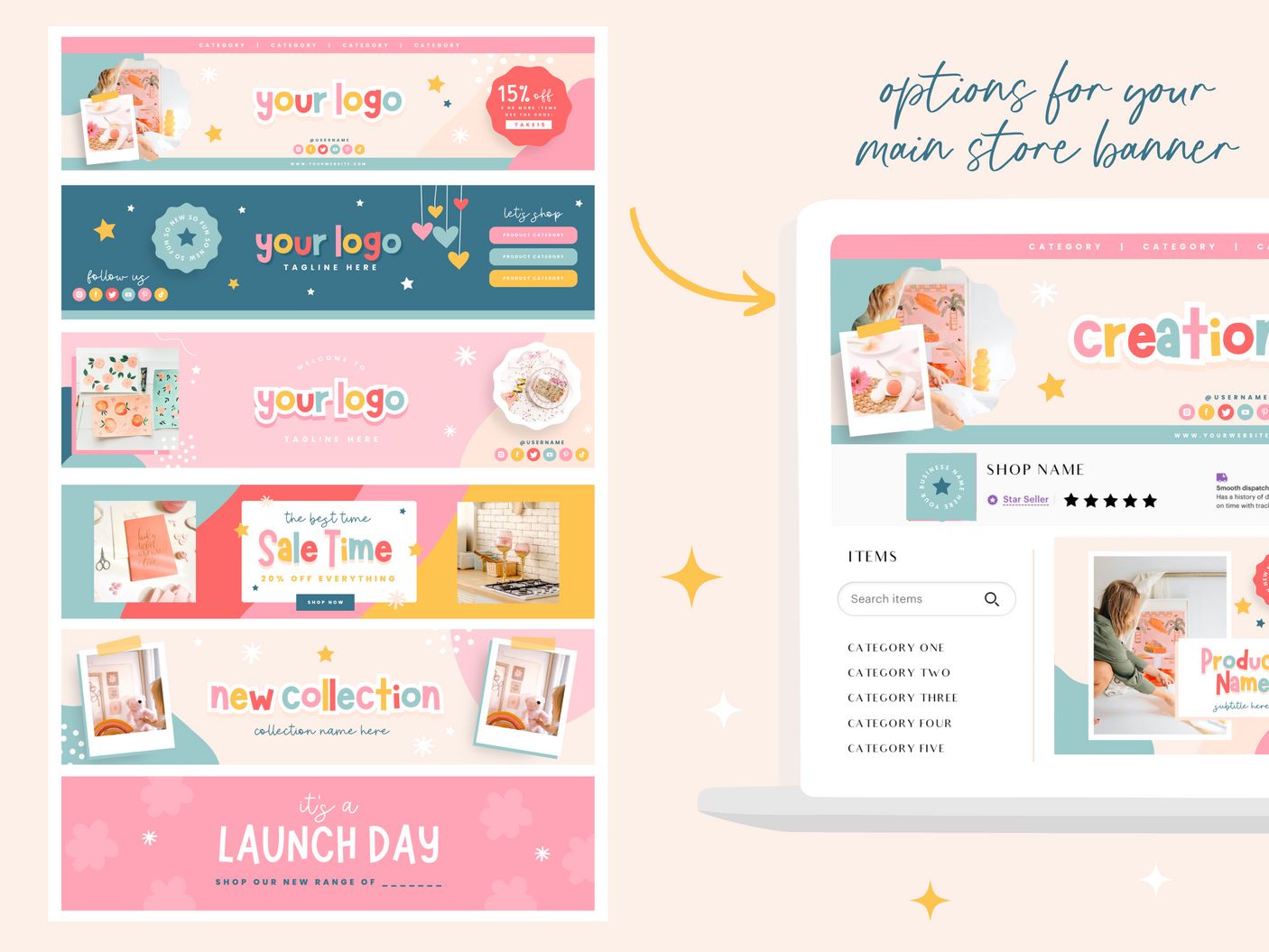 Fun Etsy Shop Kit - Design Pixie