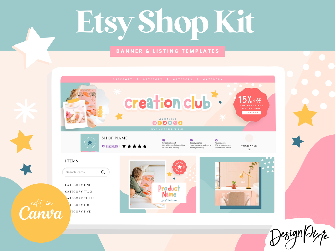 Fun Etsy Shop Kit - Design Pixie