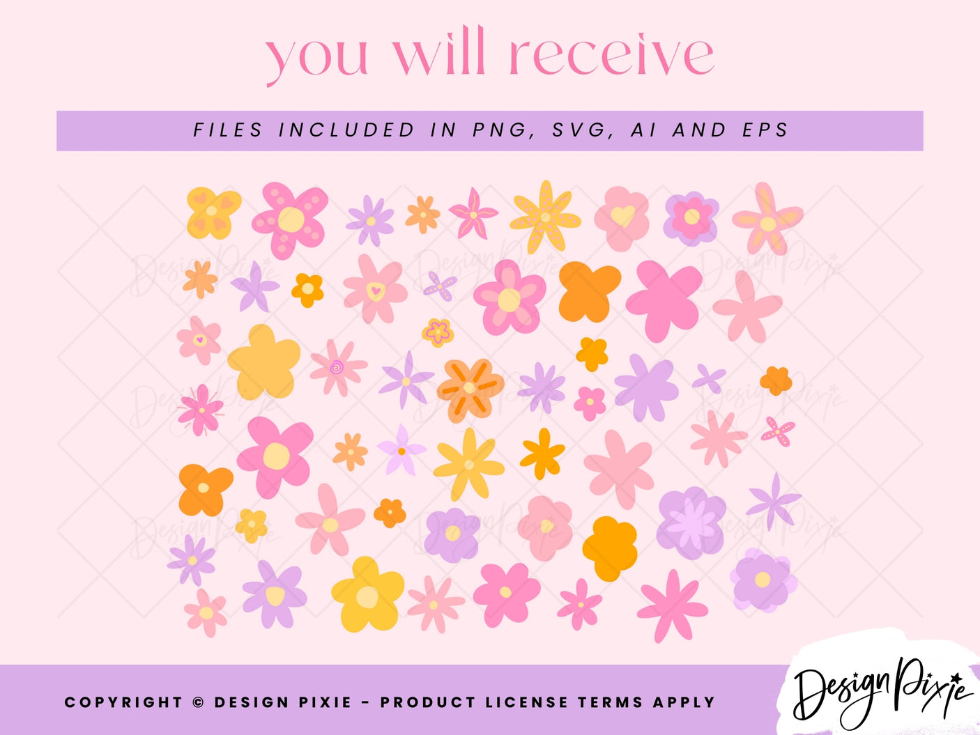 Fun Flowers SVG Elements - Design Pixie