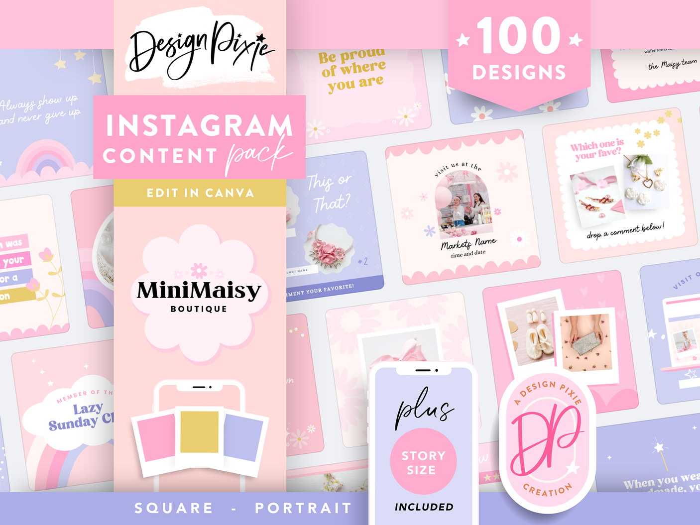Girly Boutique Instagram Templates Canva