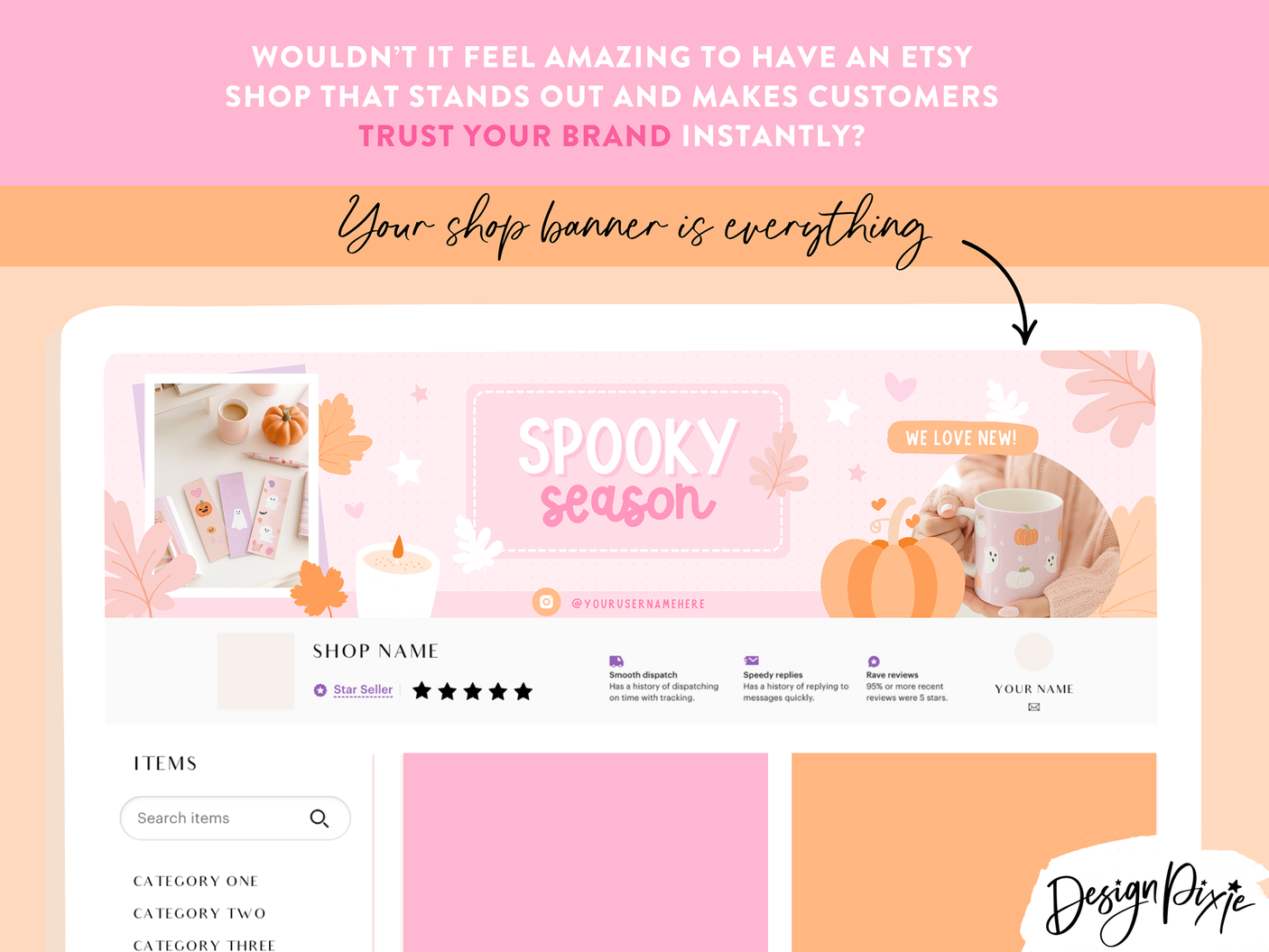 Cute Fall Etsy Shop Banners