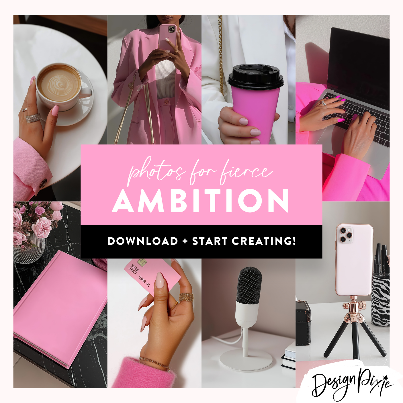 hot pink styled stock photography with stock photos for faceless marketing and aesthetic girl boss branding