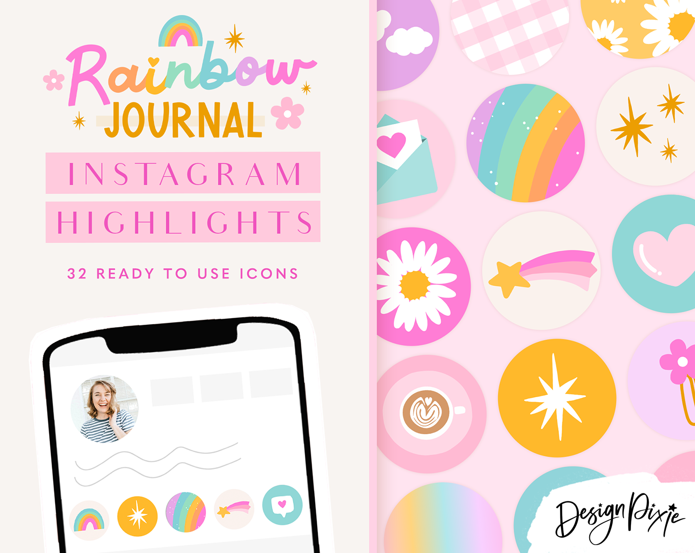 Rainbow Journal Instagram Highlight Icons - Design Pixie
