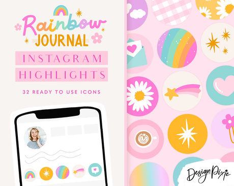 Rainbow Journal Instagram Highlight Icons - Design Pixie