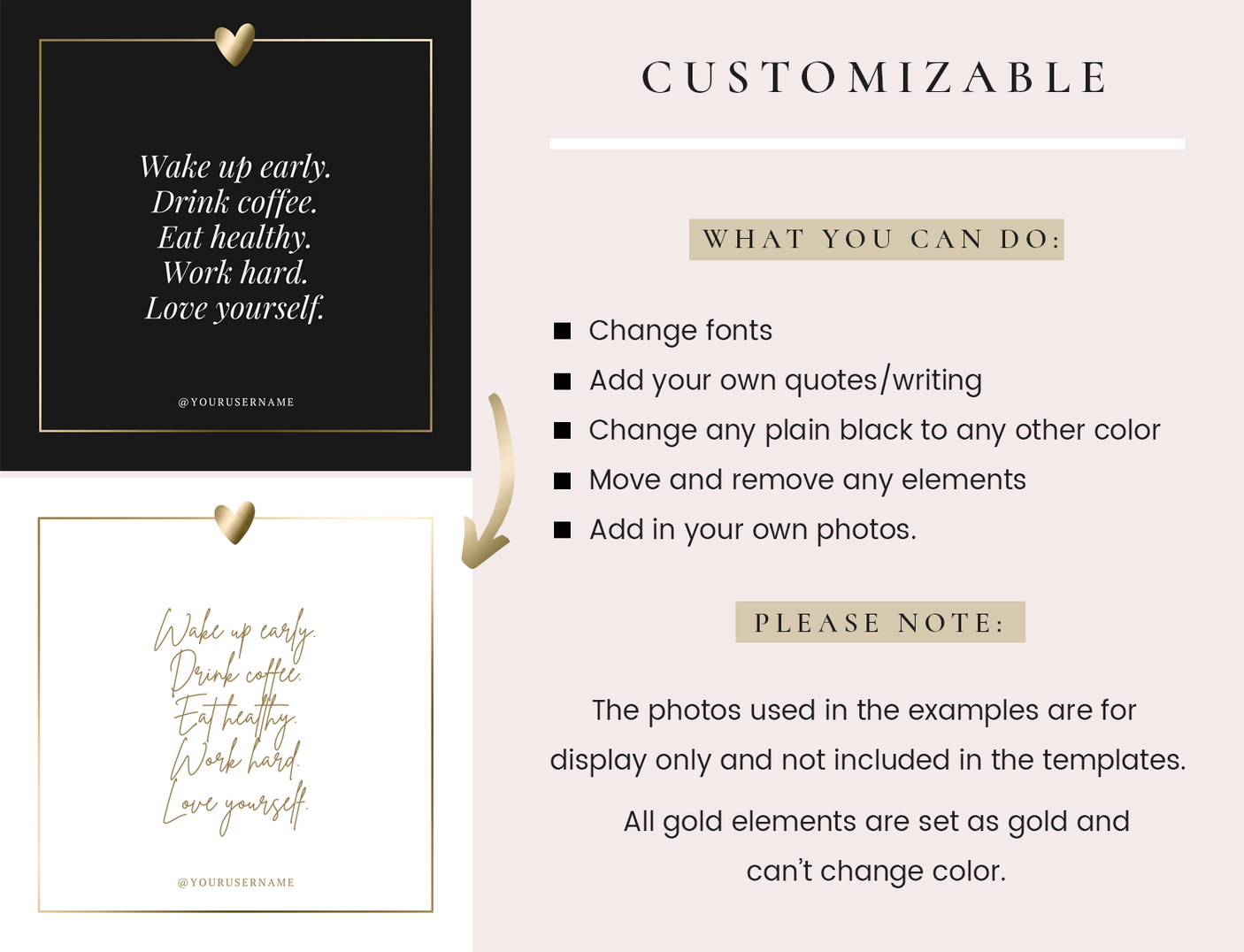 Black Gold Instagram Post Templates - Design Pixie