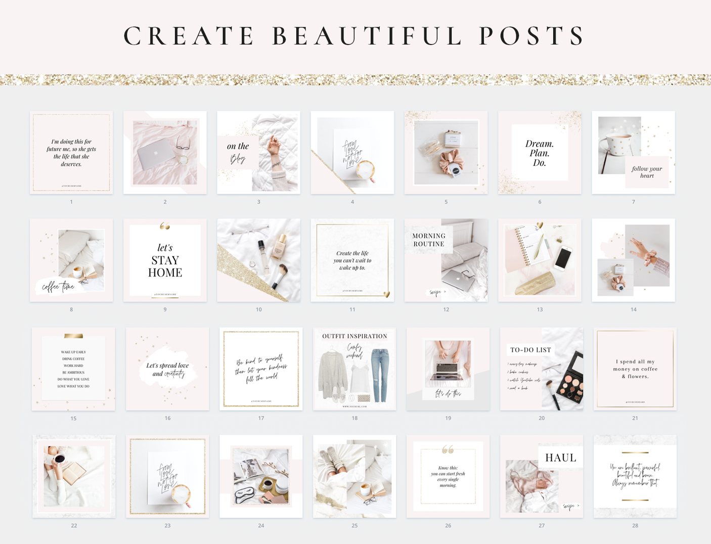 Blush Gold Instagram Post Templates - Design Pixie