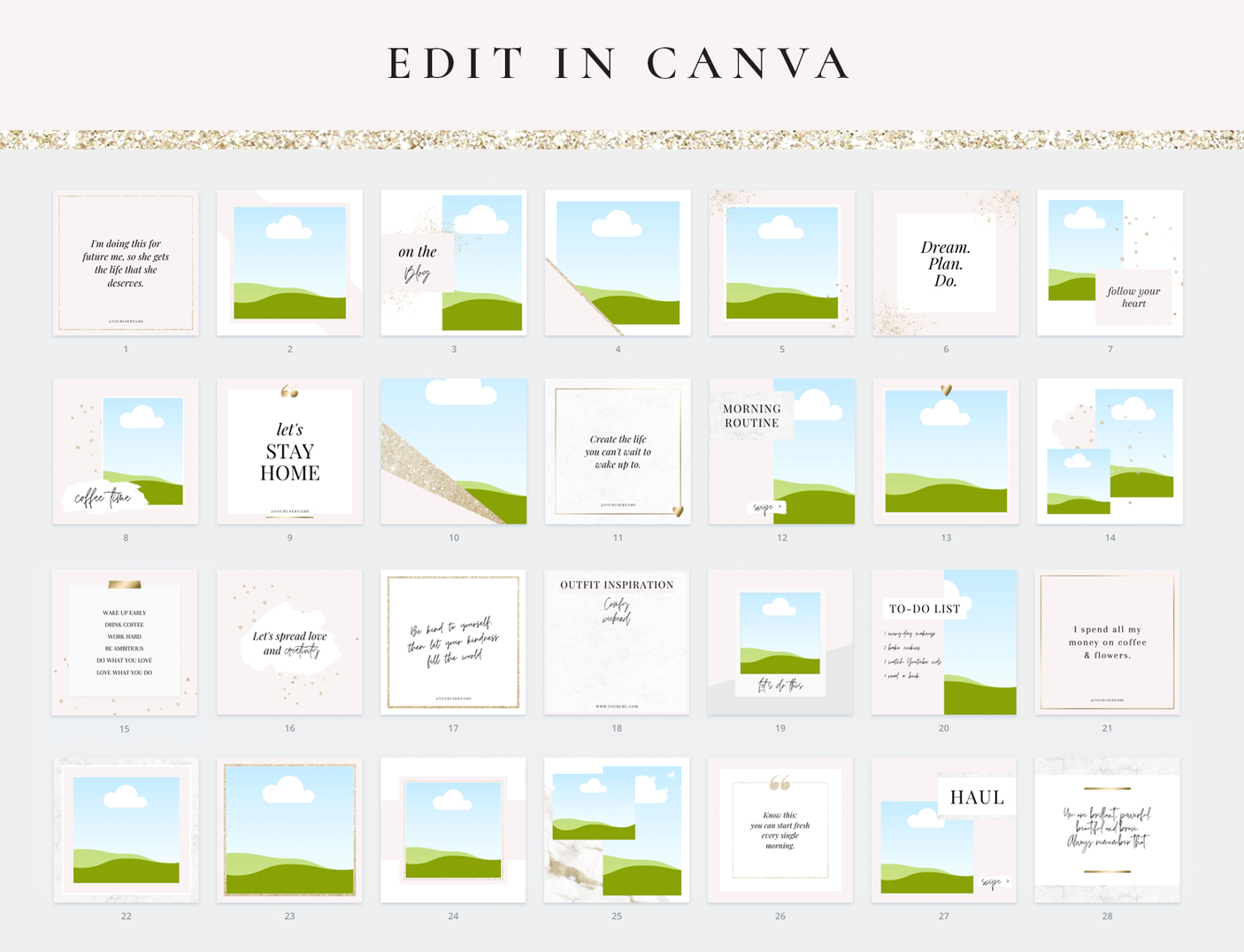 Blush Gold Instagram Post Templates - Design Pixie