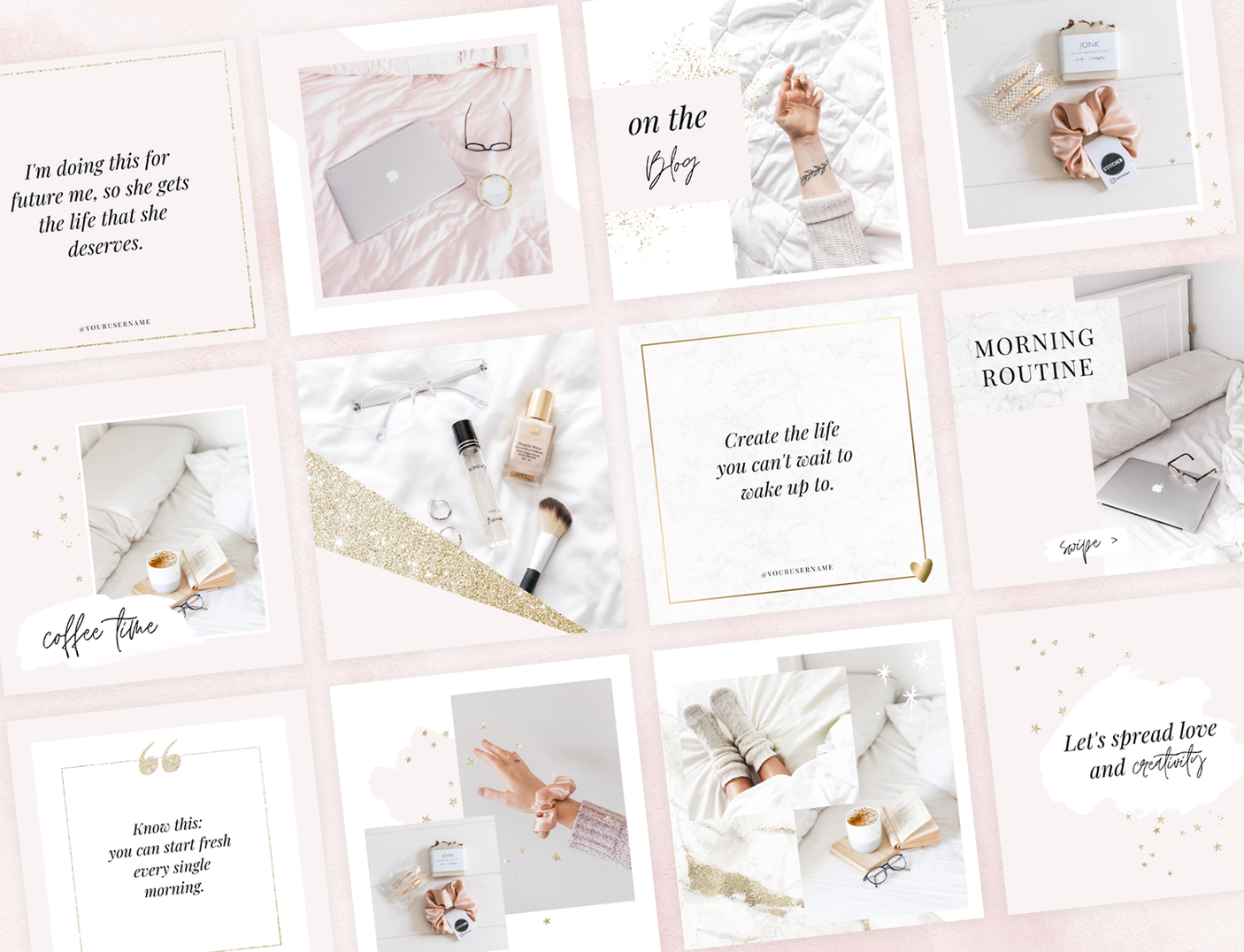 Blush Gold Instagram Post Templates - Design Pixie