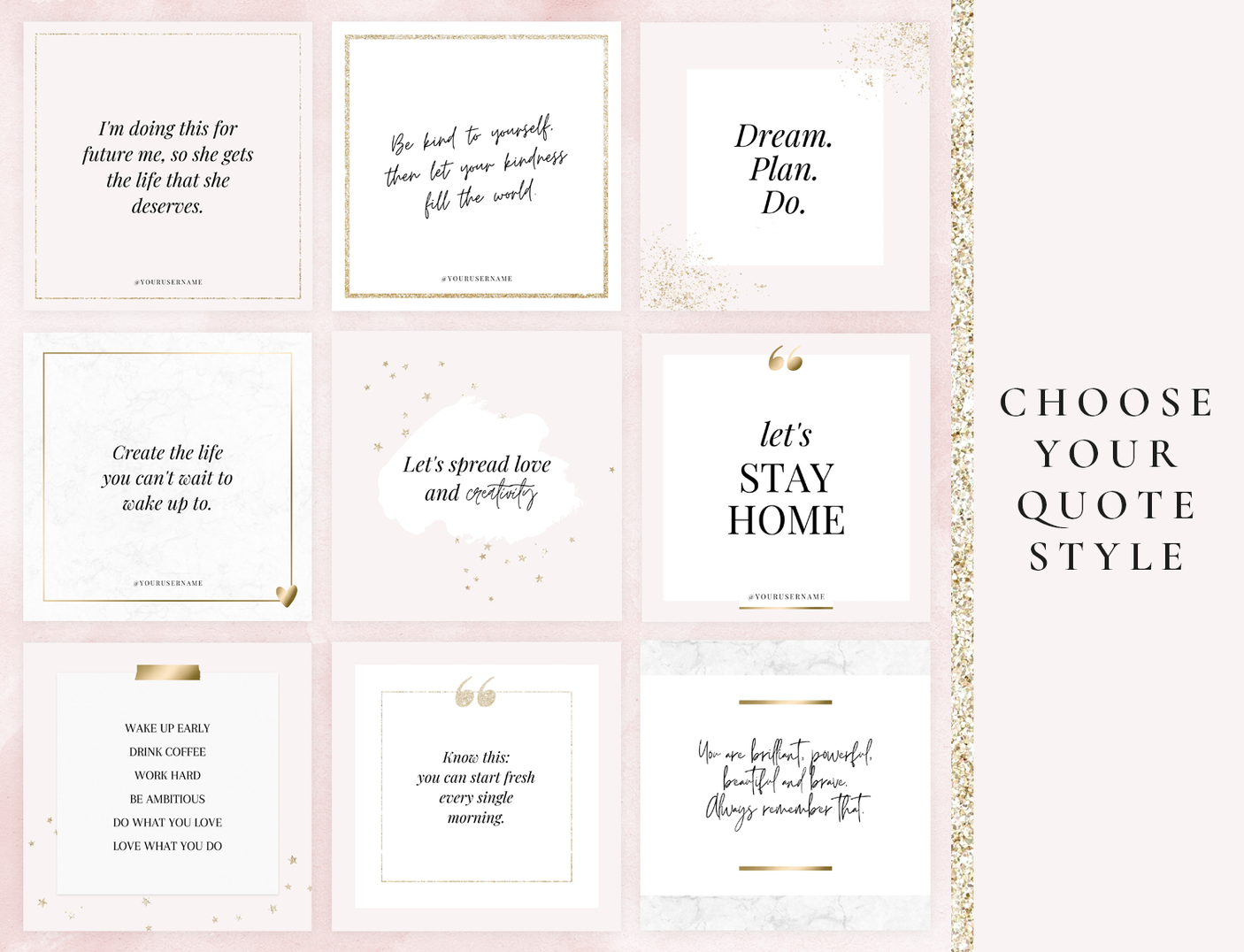 Blush Gold Instagram Post Templates - Design Pixie