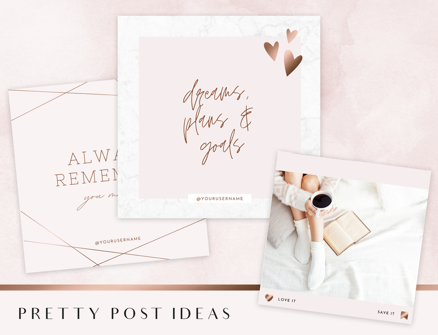 Rose Gold Instagram Post Templates - Design Pixie