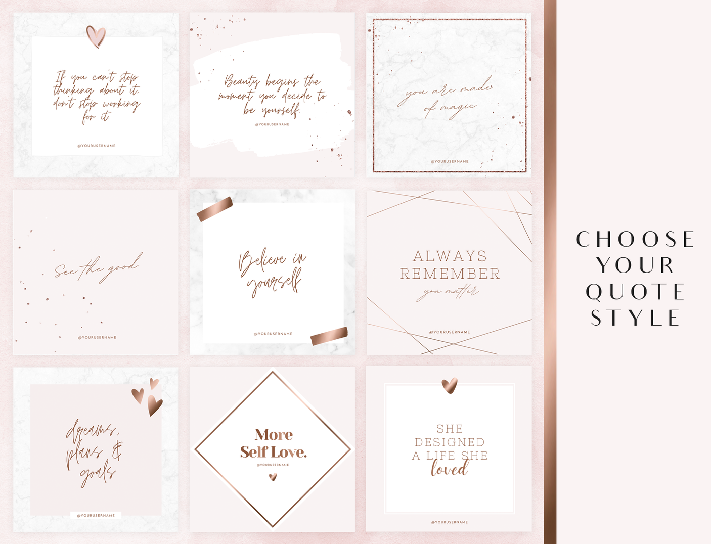 Rose Gold Instagram Post Templates - Design Pixie