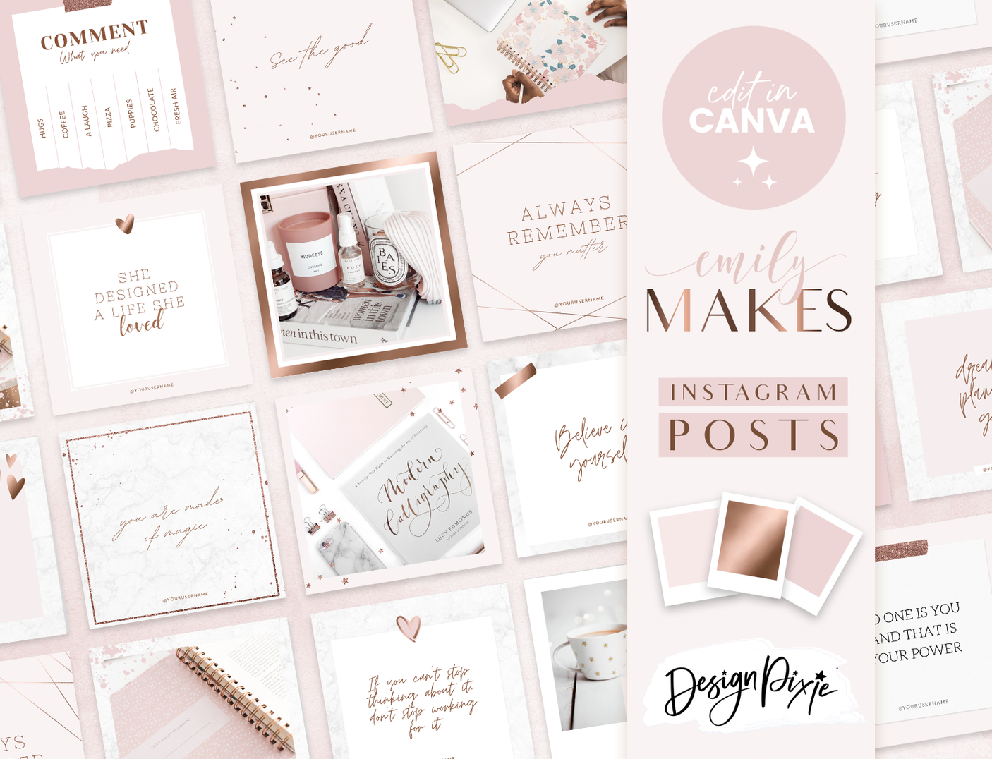 Rose Gold Instagram Post Templates - Design Pixie