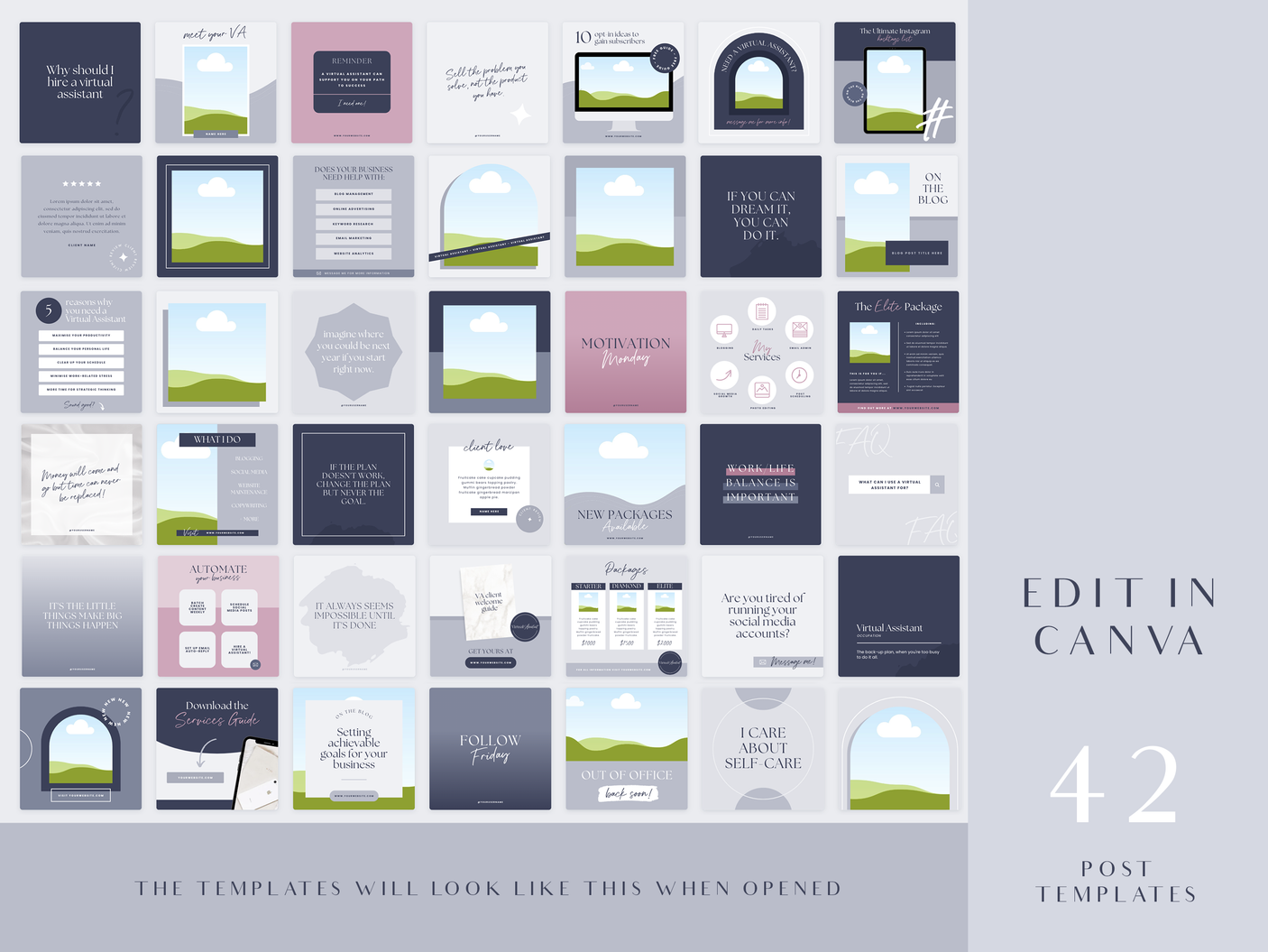 Virtual Assistant Instagram Post Templates - Design Pixie