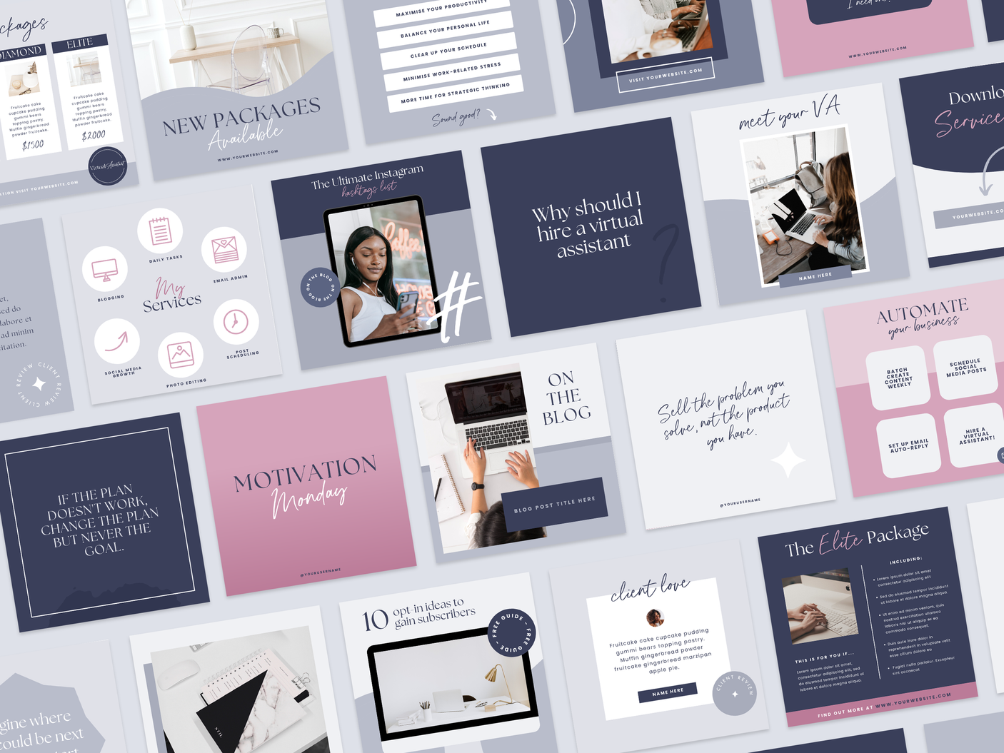 Virtual Assistant Instagram Post Templates - Design Pixie