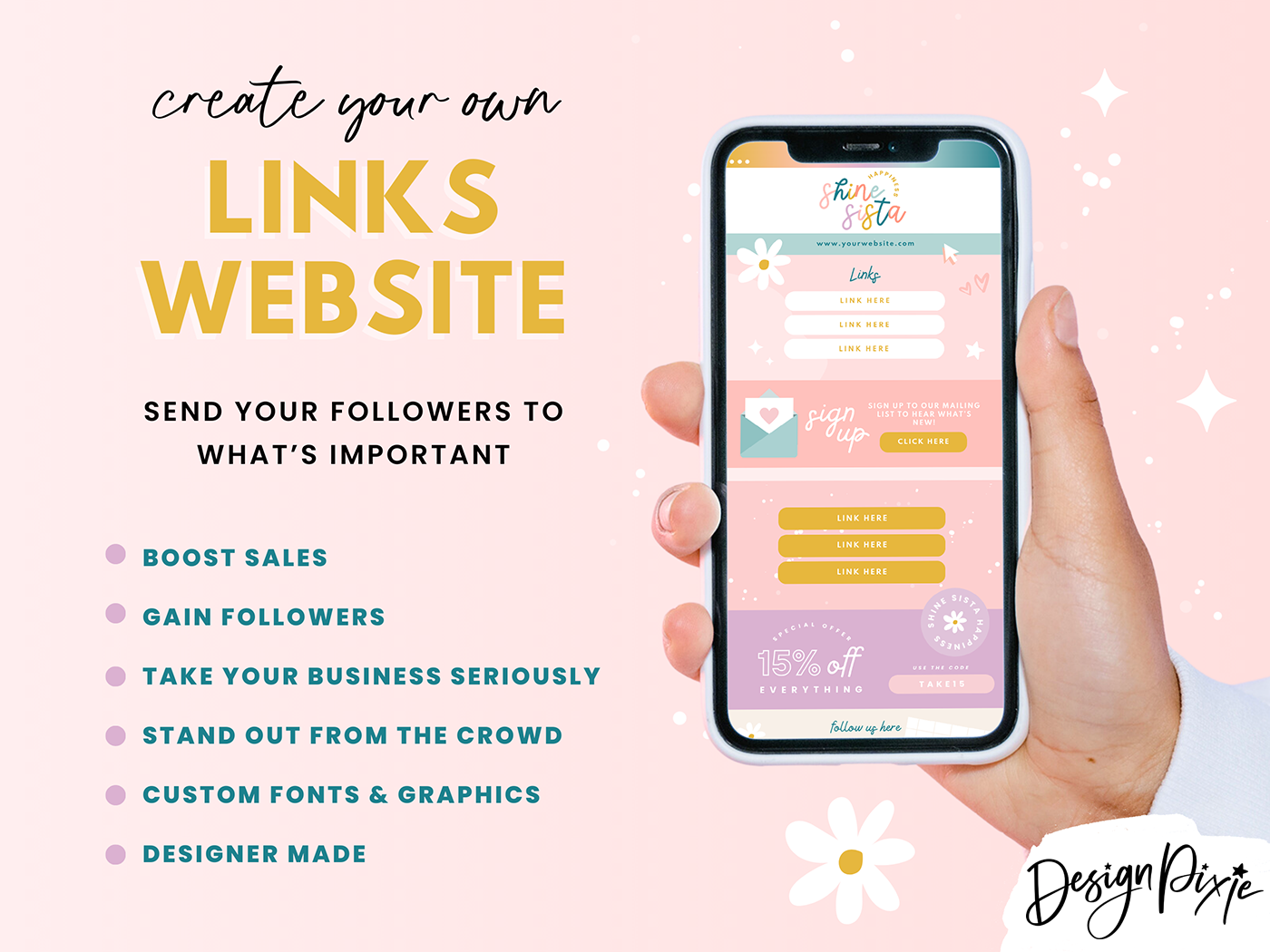 Link In Bio Template - Shine Sista - Design Pixie