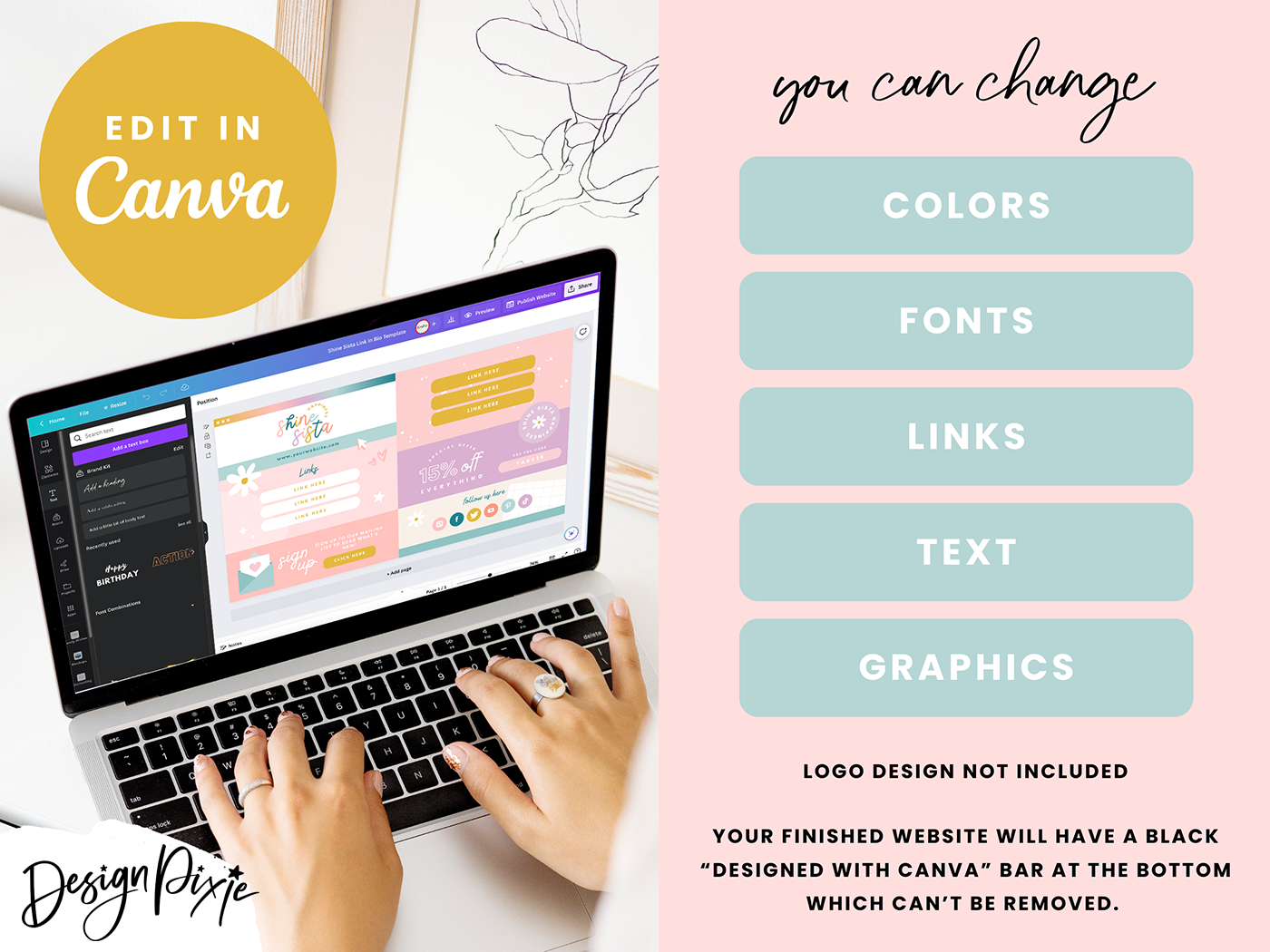 Link In Bio Template - Shine Sista - Design Pixie