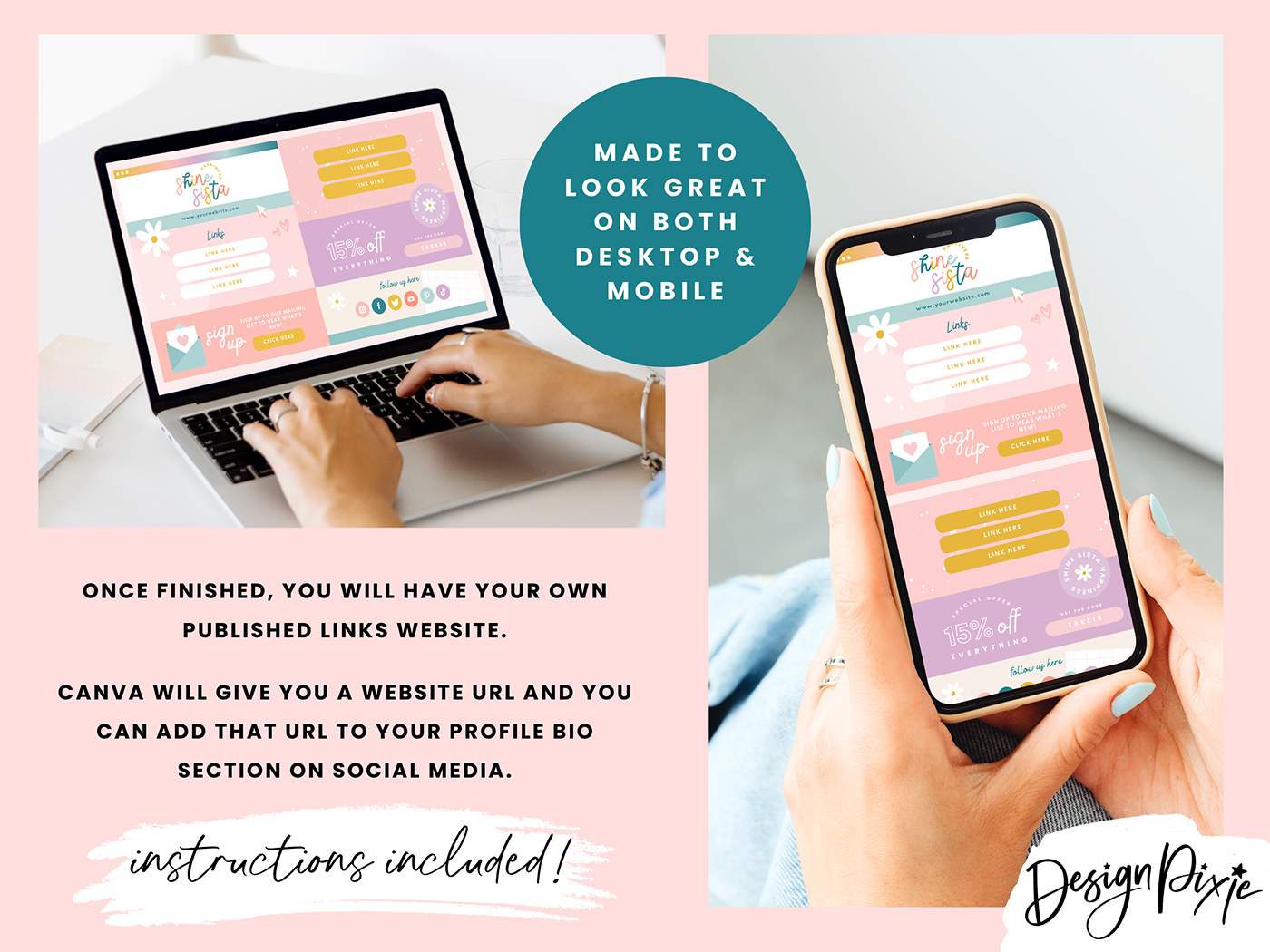 Link In Bio Template - Shine Sista - Design Pixie