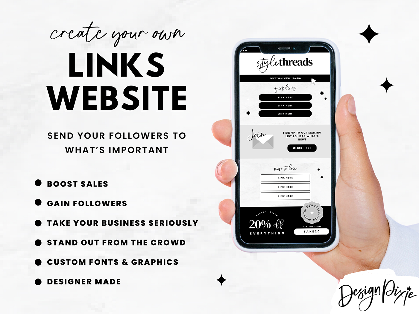 Link In Bio Template - Style Threads - Design Pixie