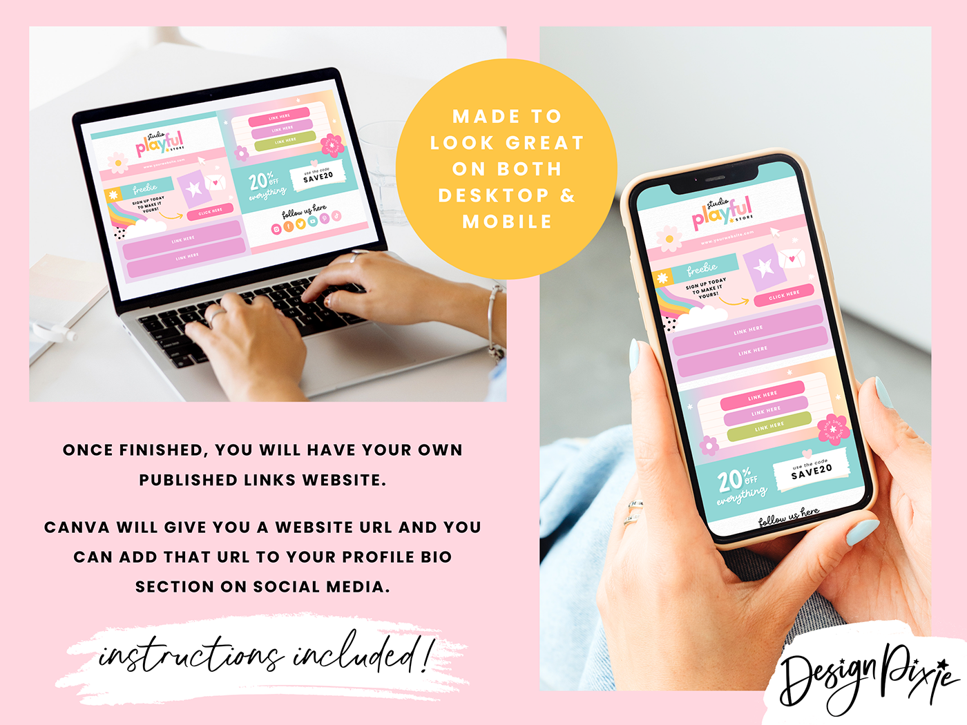 Link In Bio Template - Playful - Design Pixie