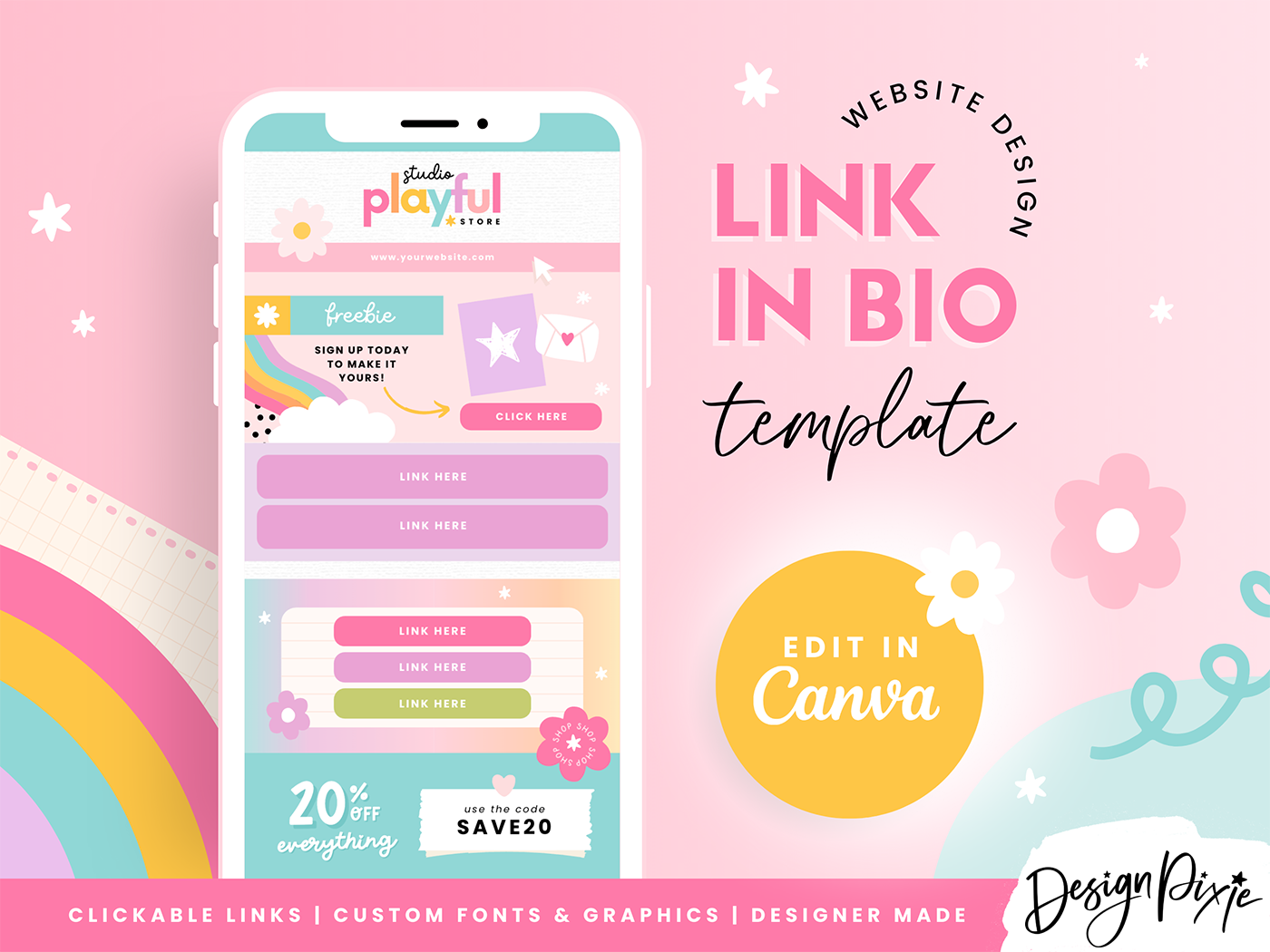 Link In Bio Template - Playful - Design Pixie