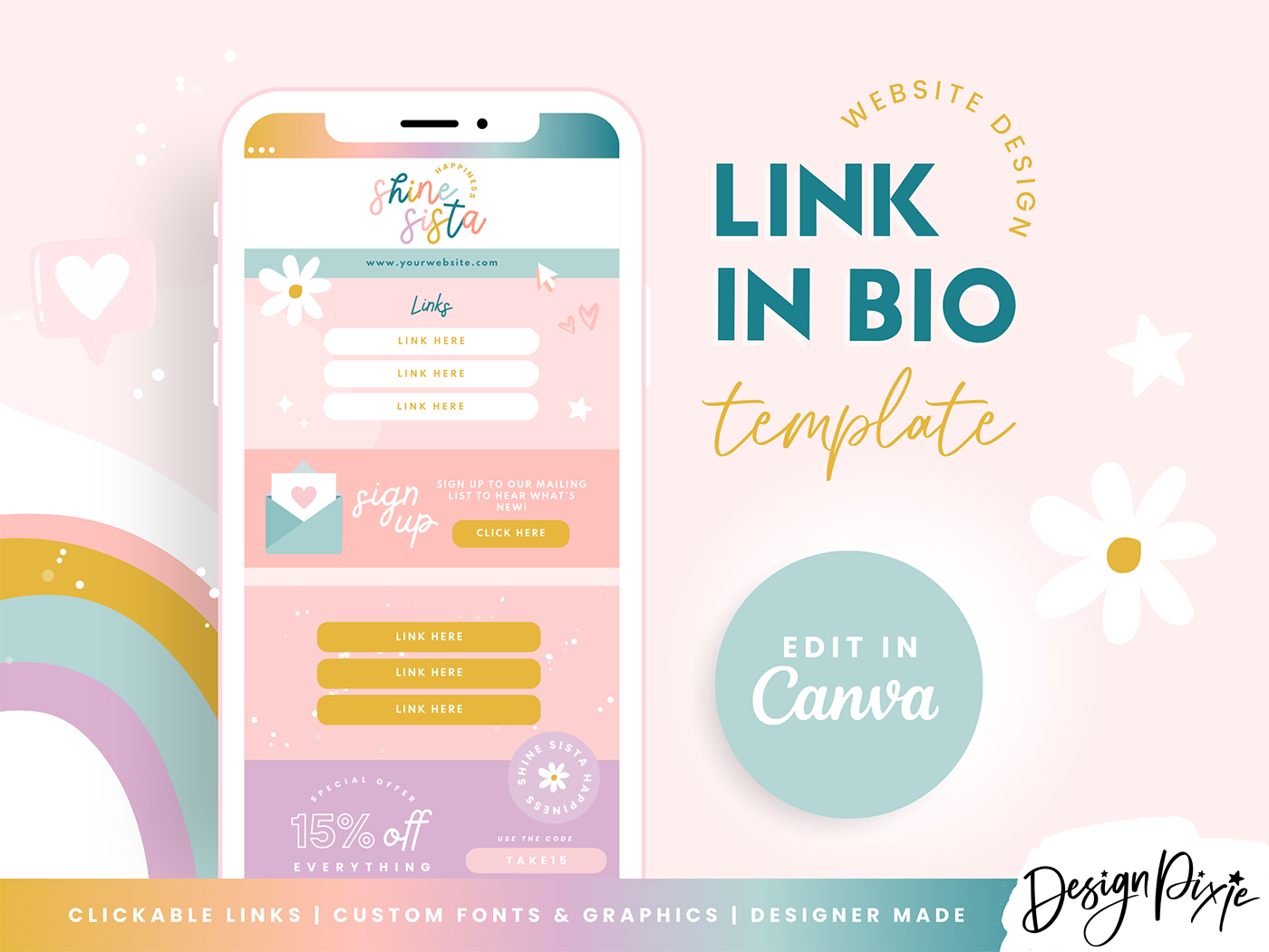 Link In Bio Template - Shine Sista - Design Pixie