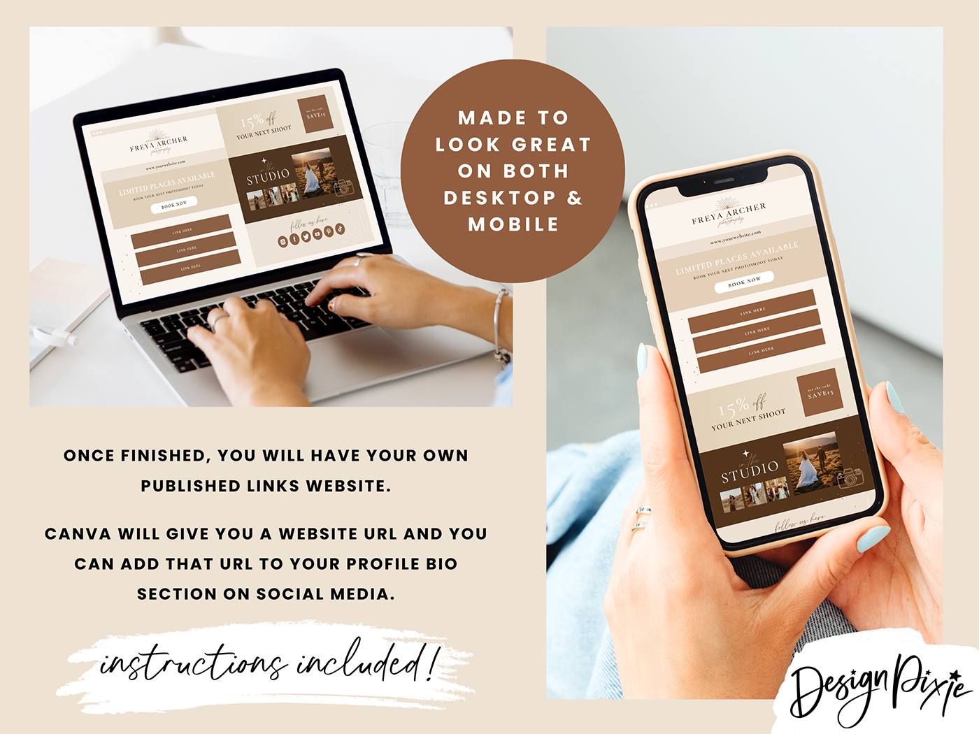 Link In Bio Template for Photographer - Design Pixie