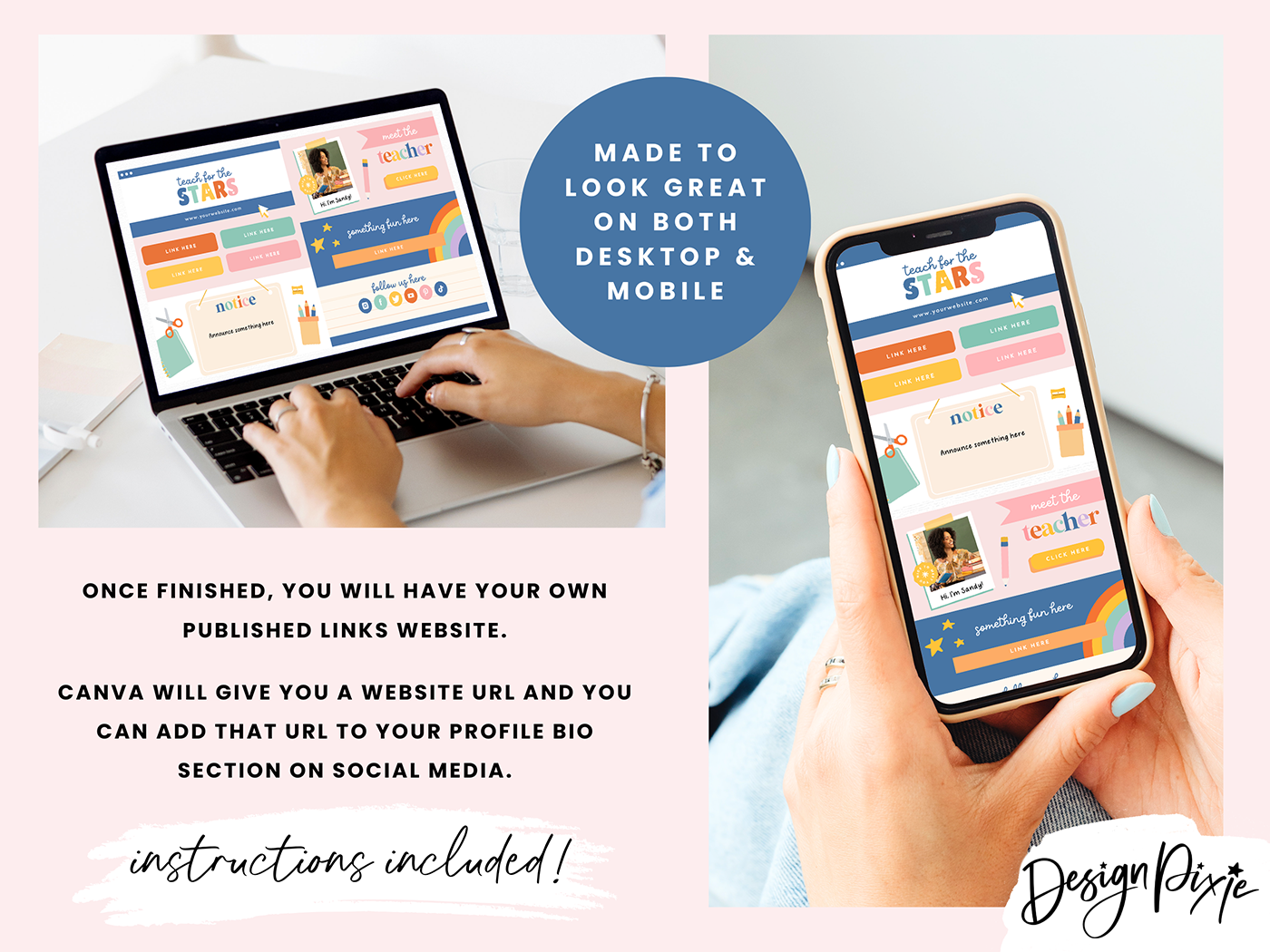 Teacher Link In Bio Template - Design Pixie