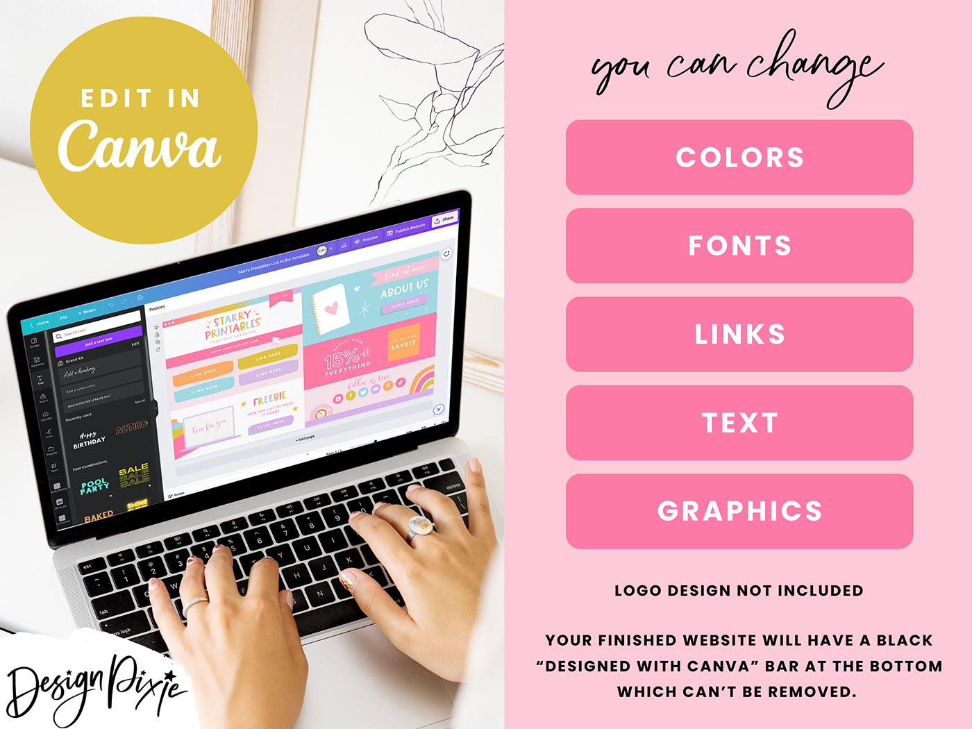 Link In Bio Template - Starry Printables - Design Pixie