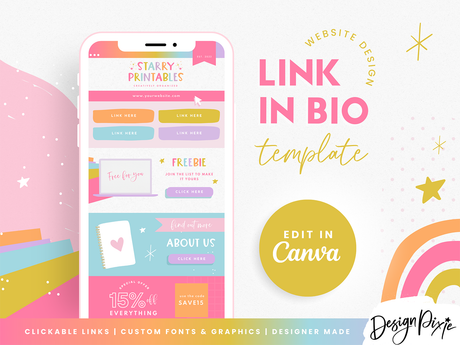 Link In Bio Template - Starry Printables - Design Pixie