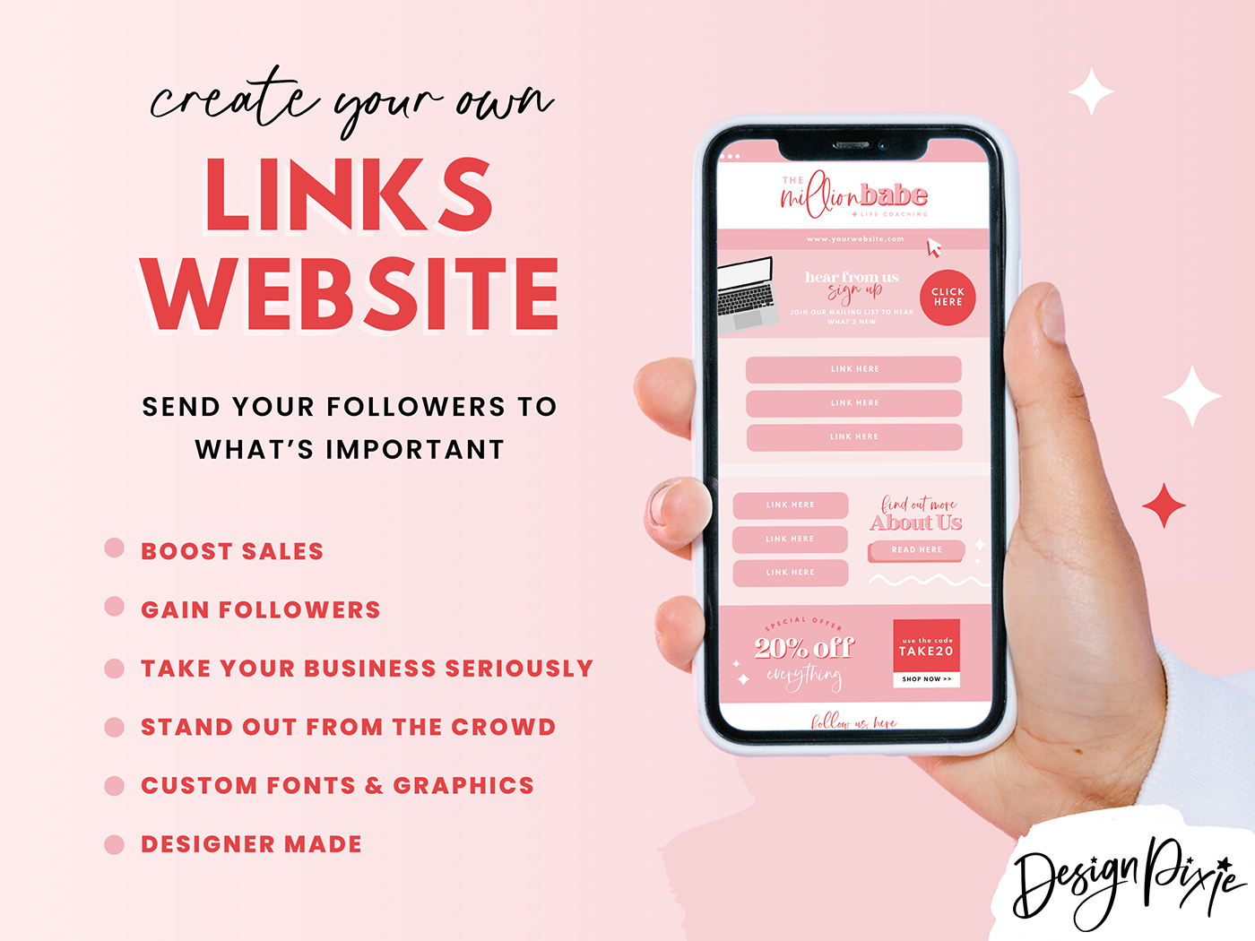 Link In Bio Template - Million Babe - Design Pixie