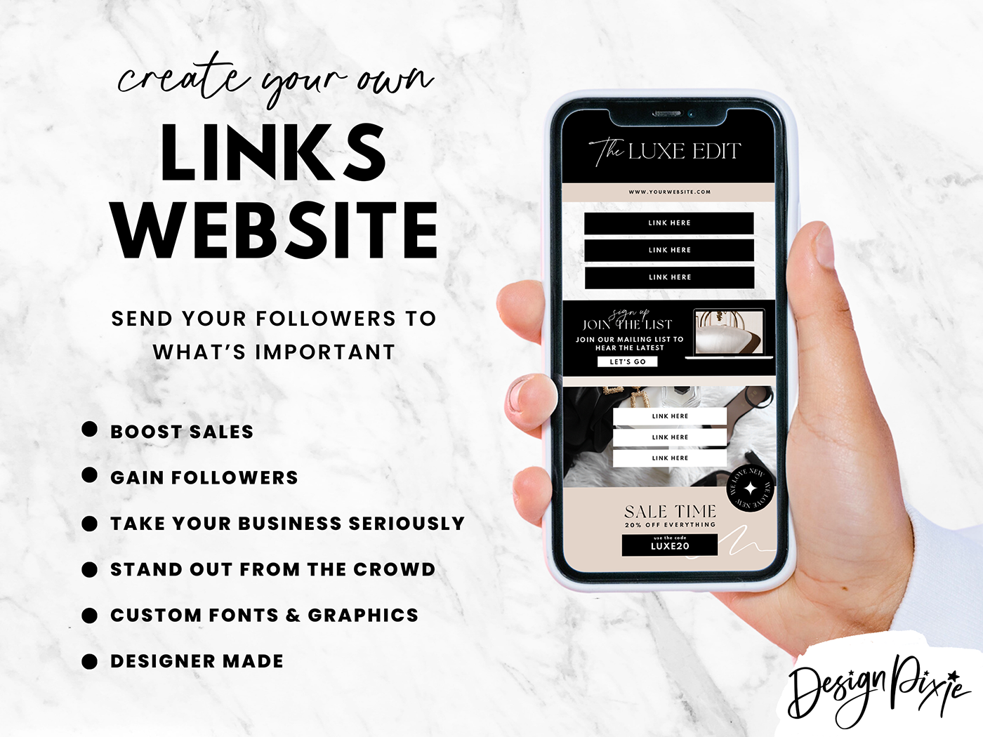 Link In Bio Template - Luxe Edit - Design Pixie