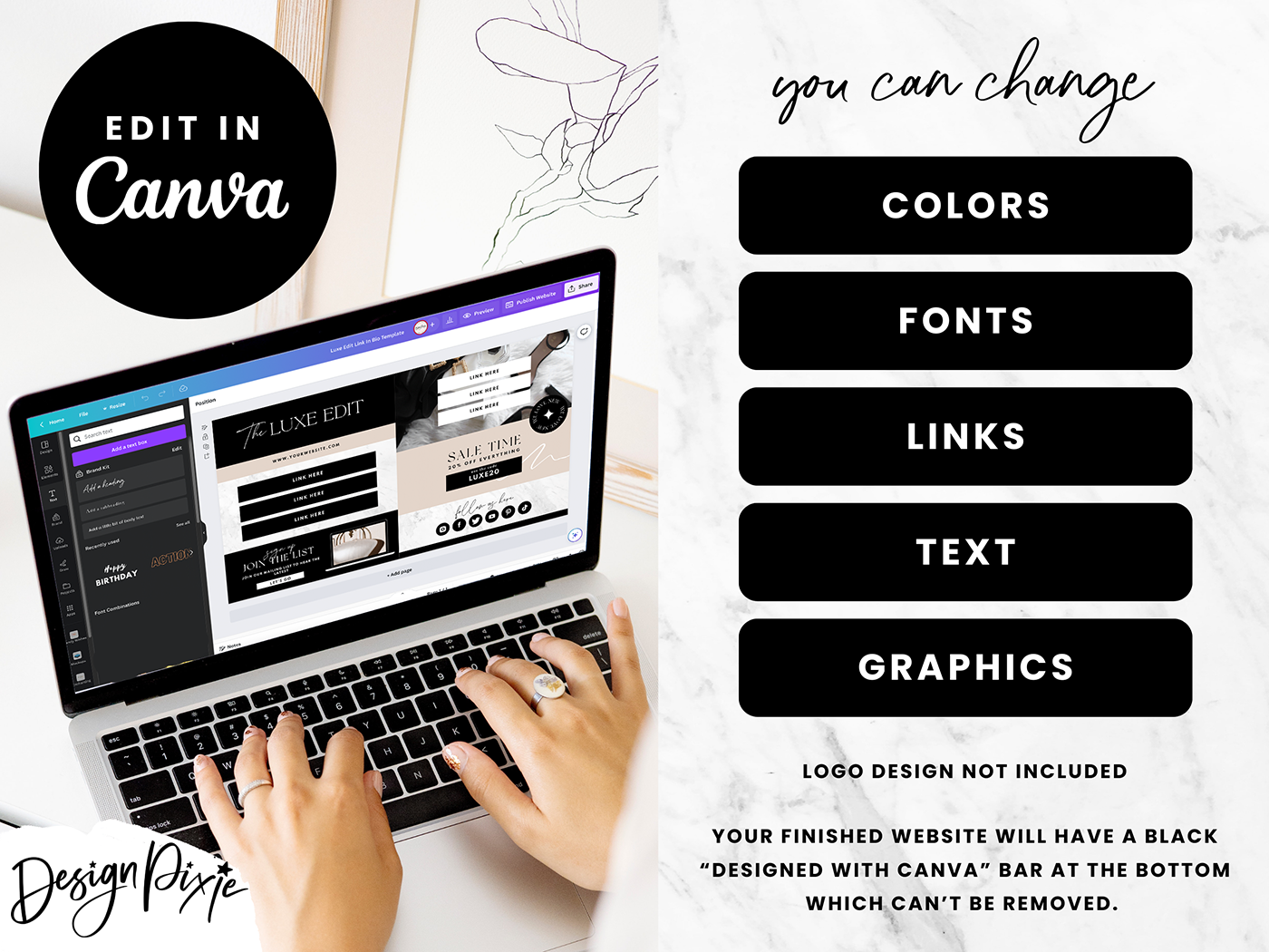 Link In Bio Template - Luxe Edit - Design Pixie