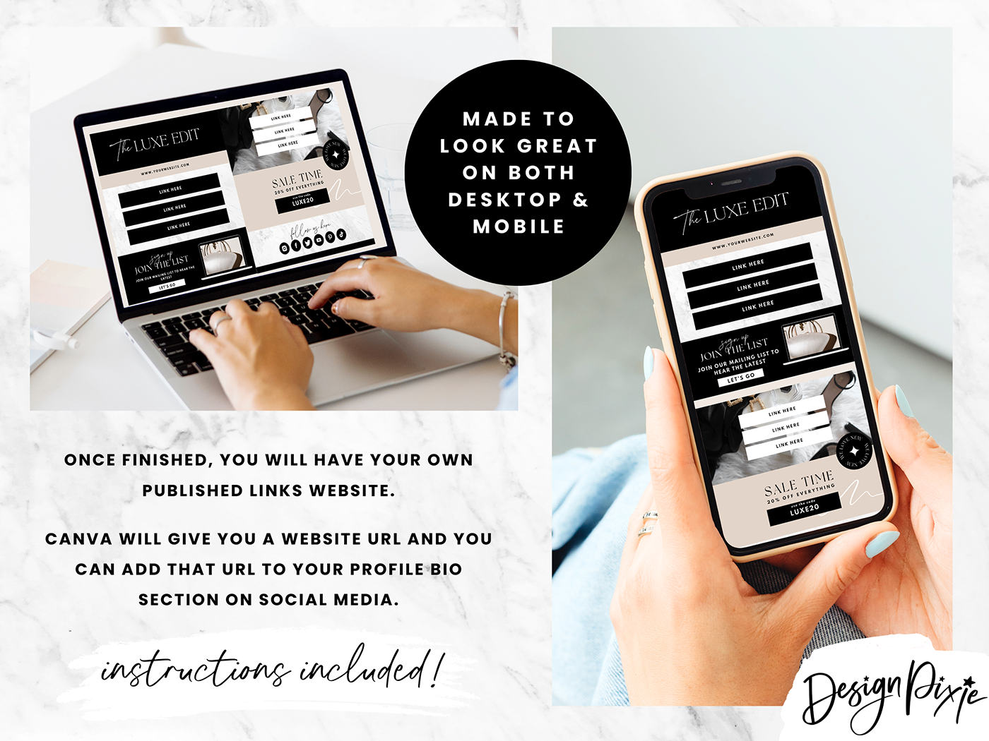 Link In Bio Template - Luxe Edit - Design Pixie