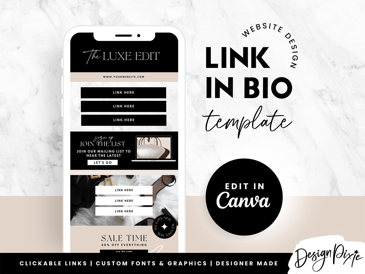 Link In Bio Template - Luxe Edit - Design Pixie