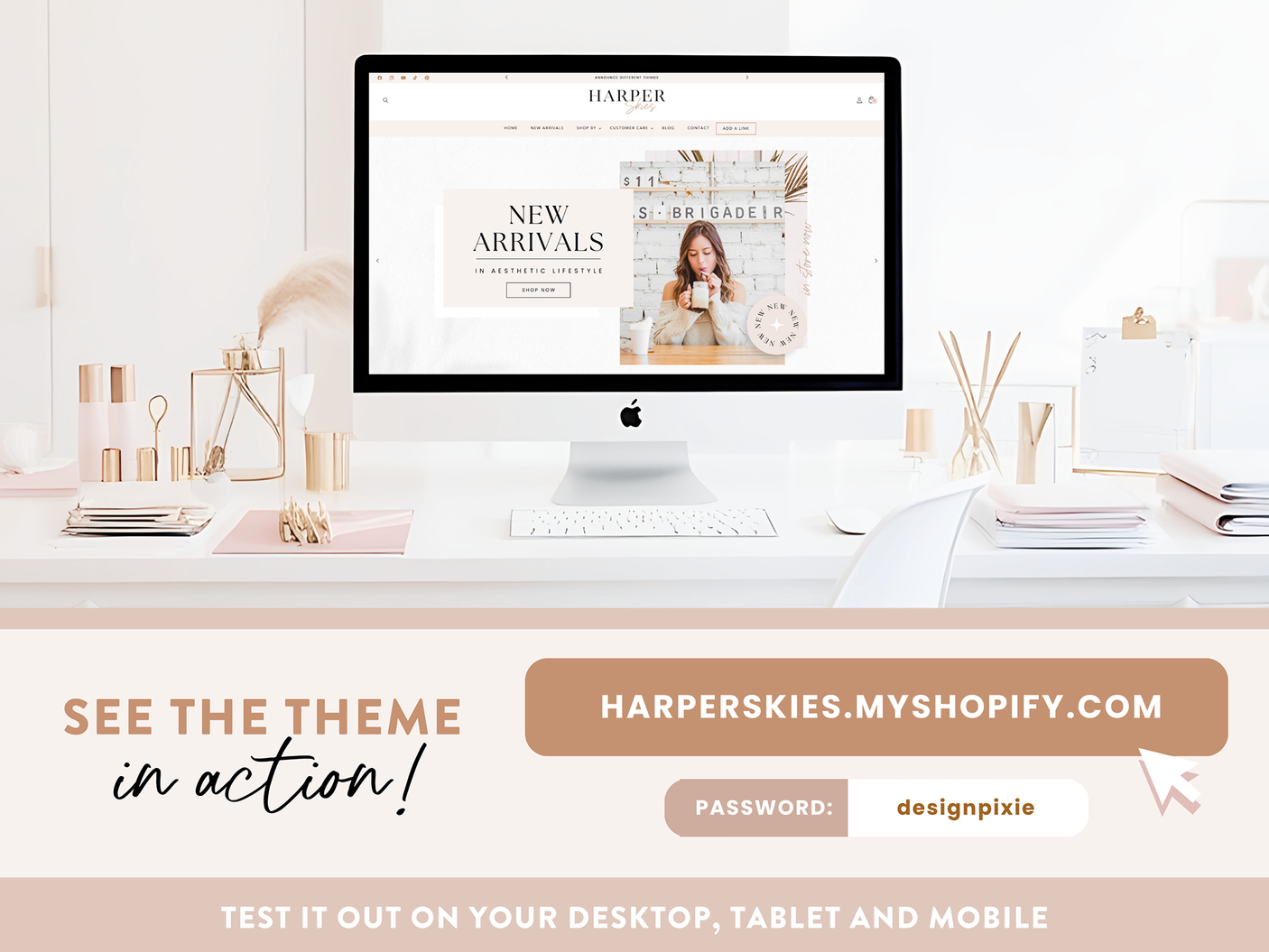 Modern minimal white and beige Shopify theme in a luxe boho design
