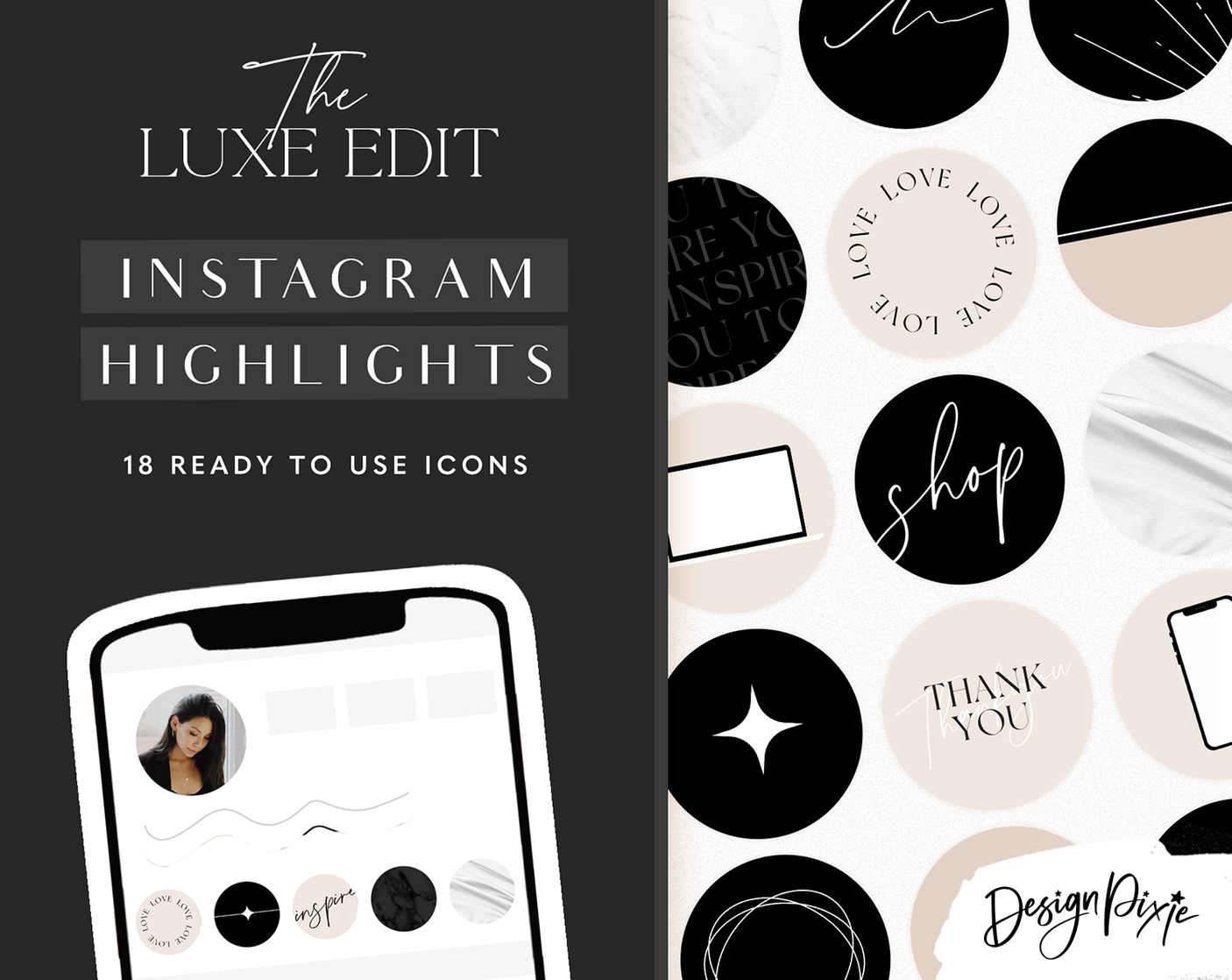 Luxe Black Instagram Highlight Icons - Design Pixie