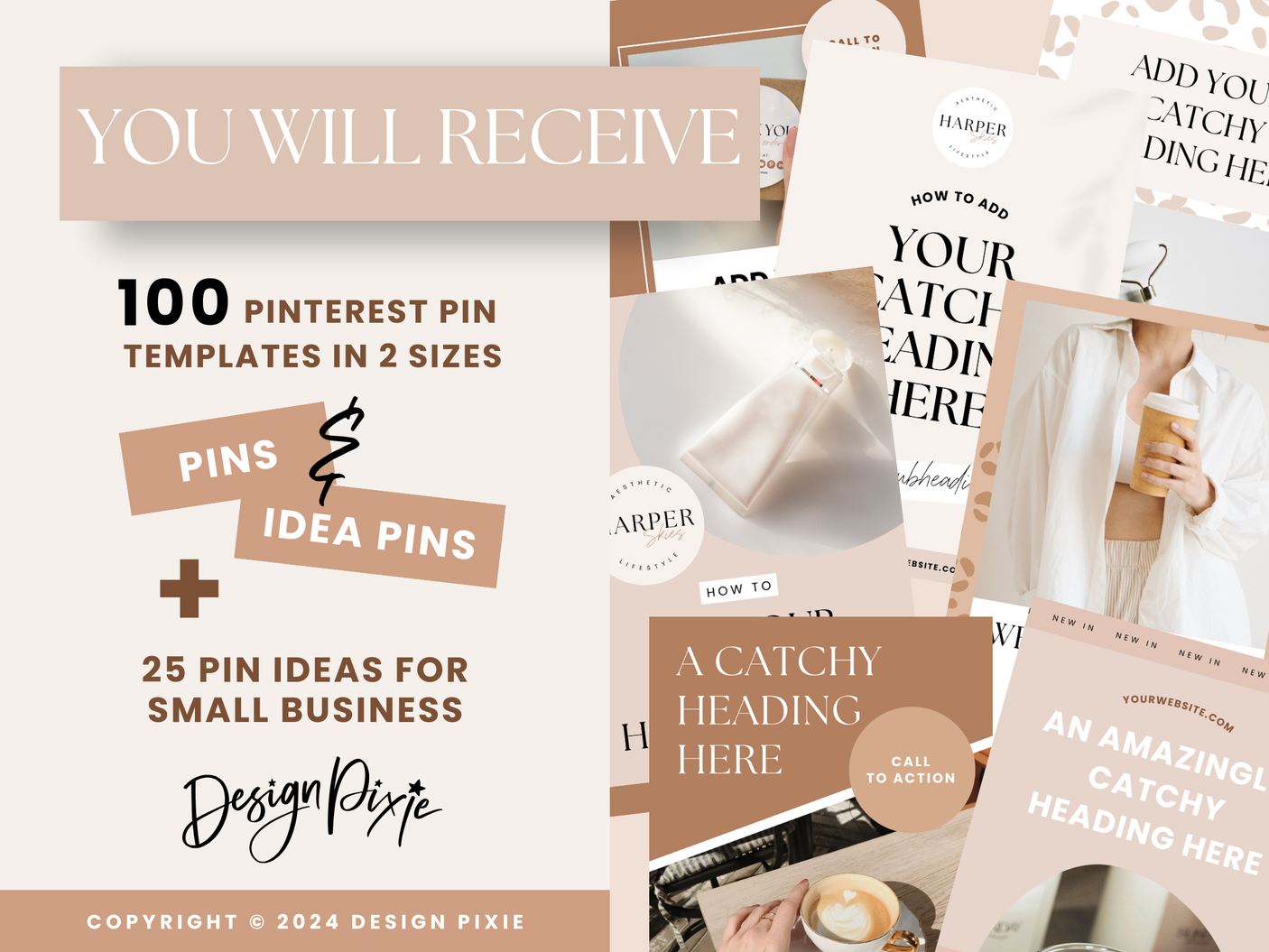 Modern Neutral Pinterest Templates - Design Pixie