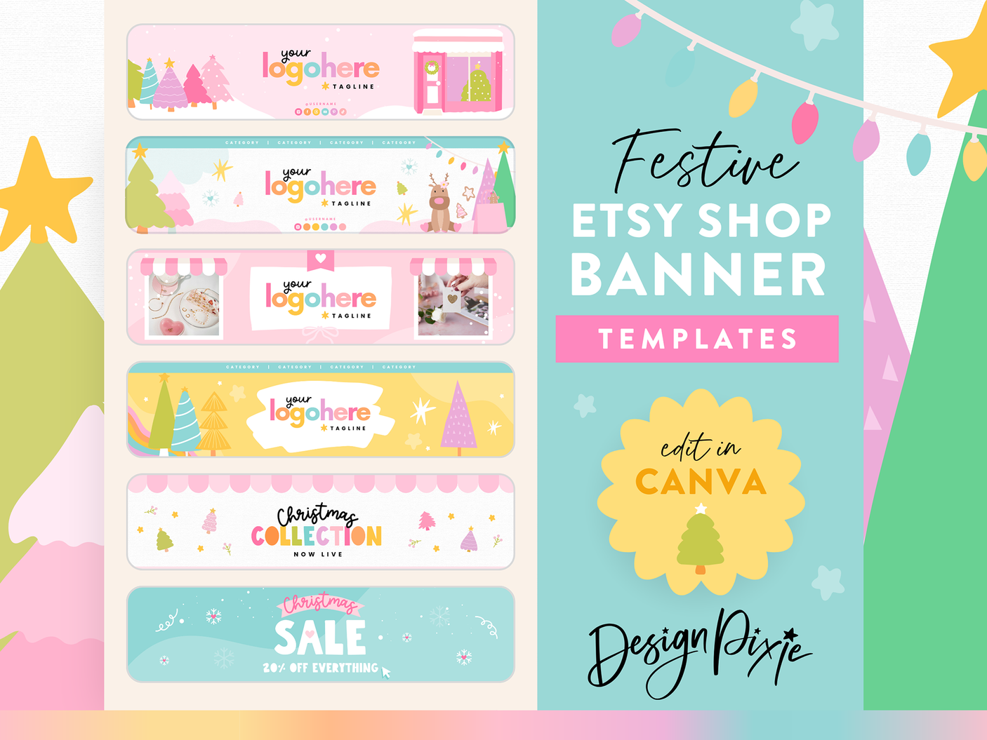 Playful Christmas Etsy Shop Banner Templates
