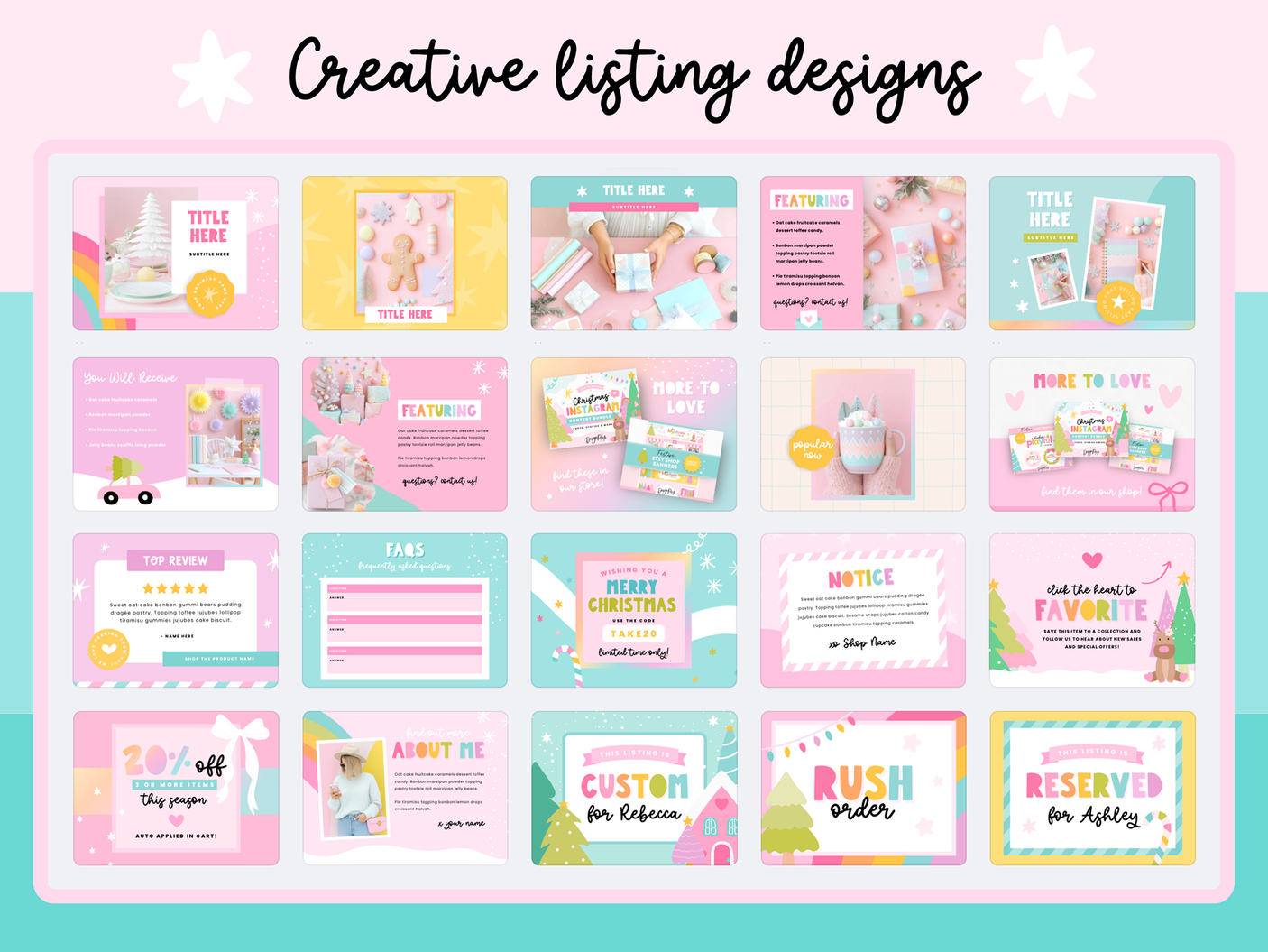 Pastel Christmas Etsy Shop Kit