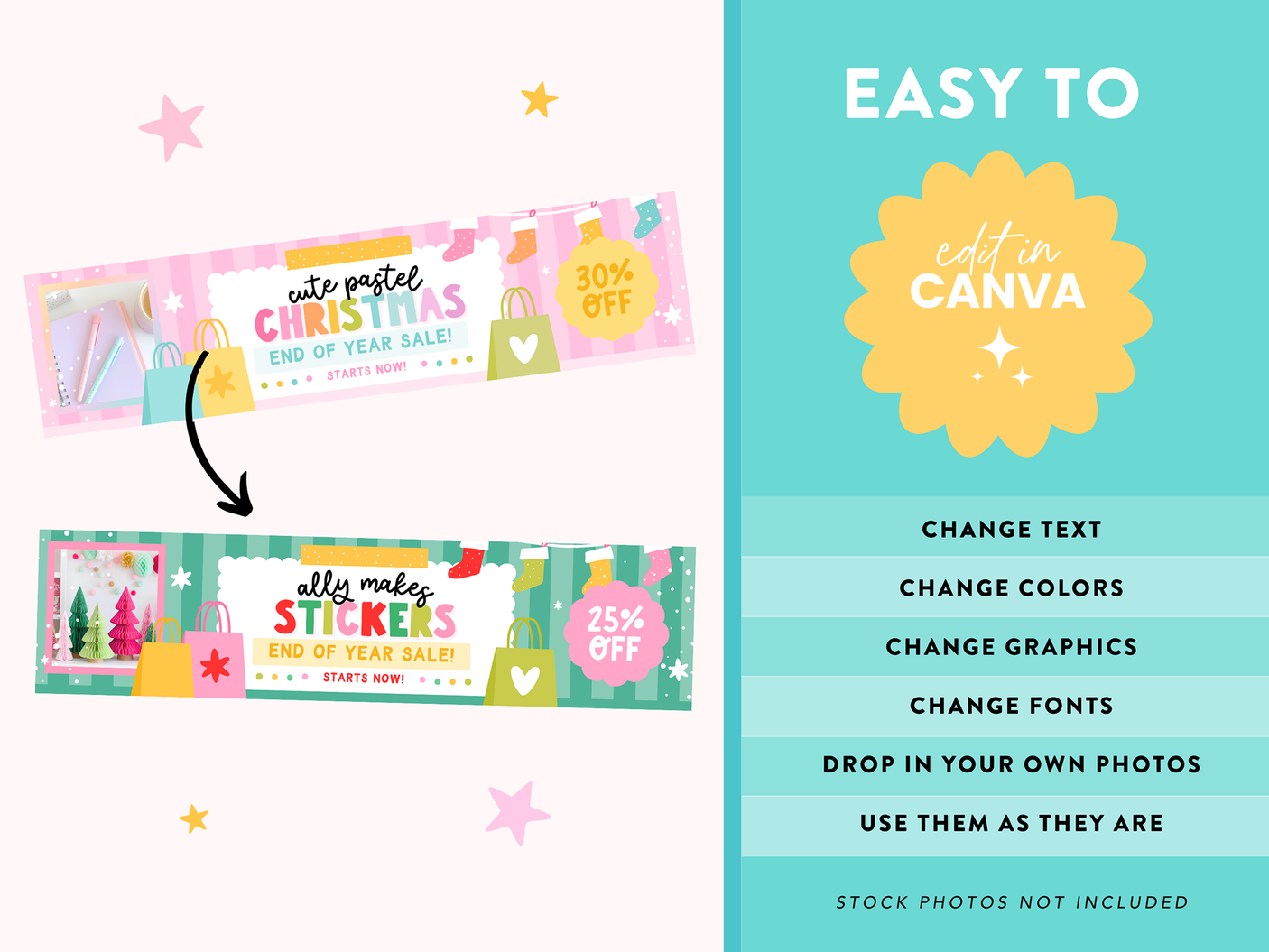 Pastel Christmas Etsy Shop Kit